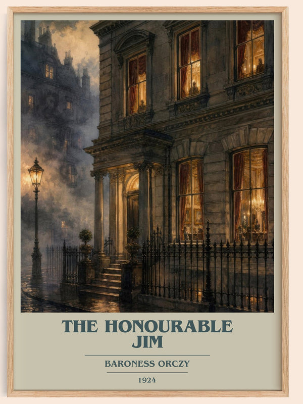 The Honourable Jim book cover book poster by Baroness Orczy – framed literary art print