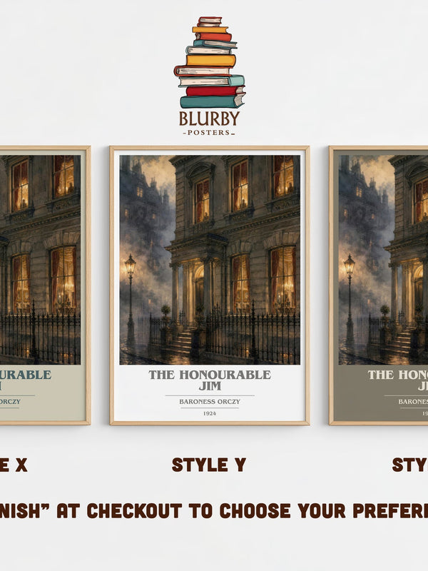 The Honourable Jim book cover print in frame leaning in hallway – historical fiction wall art