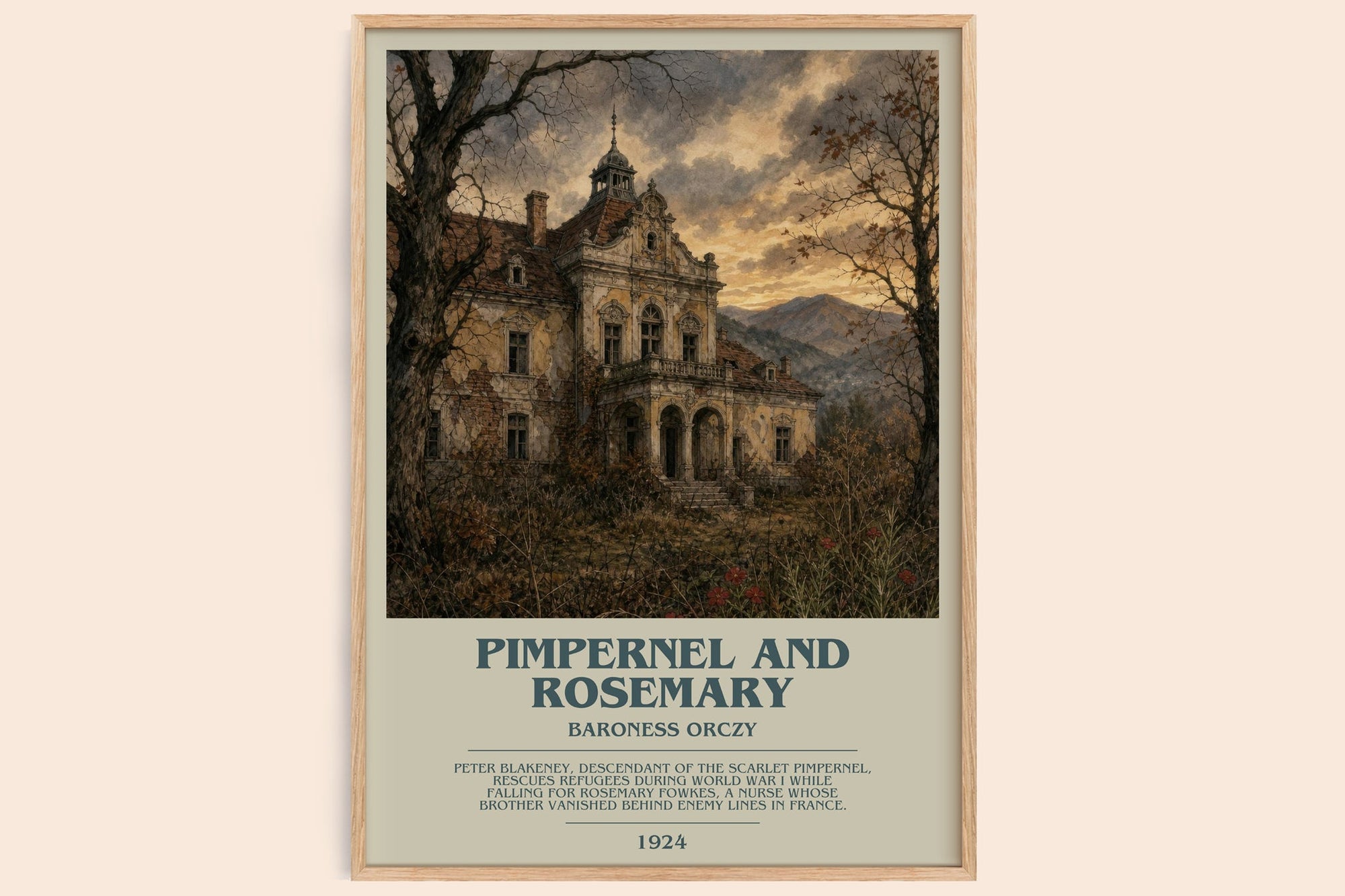 Pimpernel And Rosemary bookish book poster by Baroness Orczy – framed literary art print