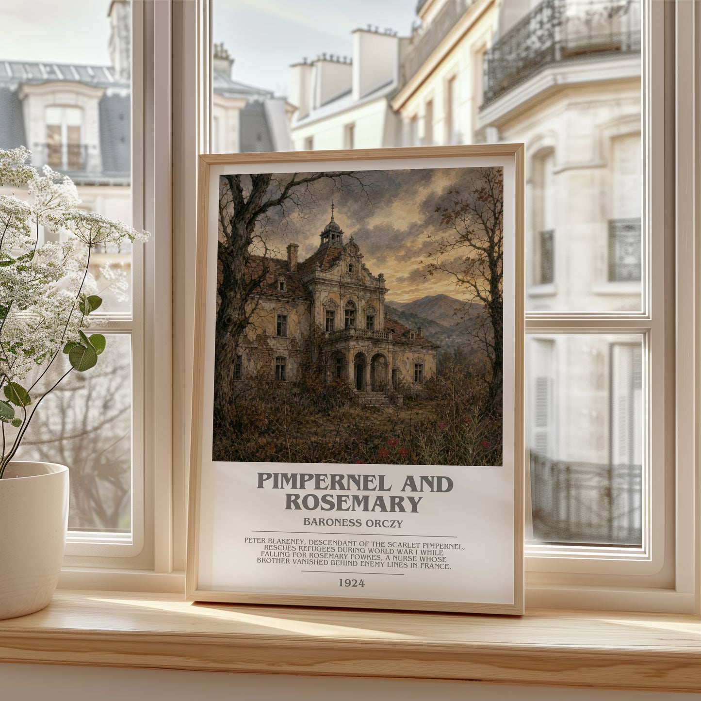 Pimpernel And Rosemary bookish poster colour and style options – Baroness Orczy book art