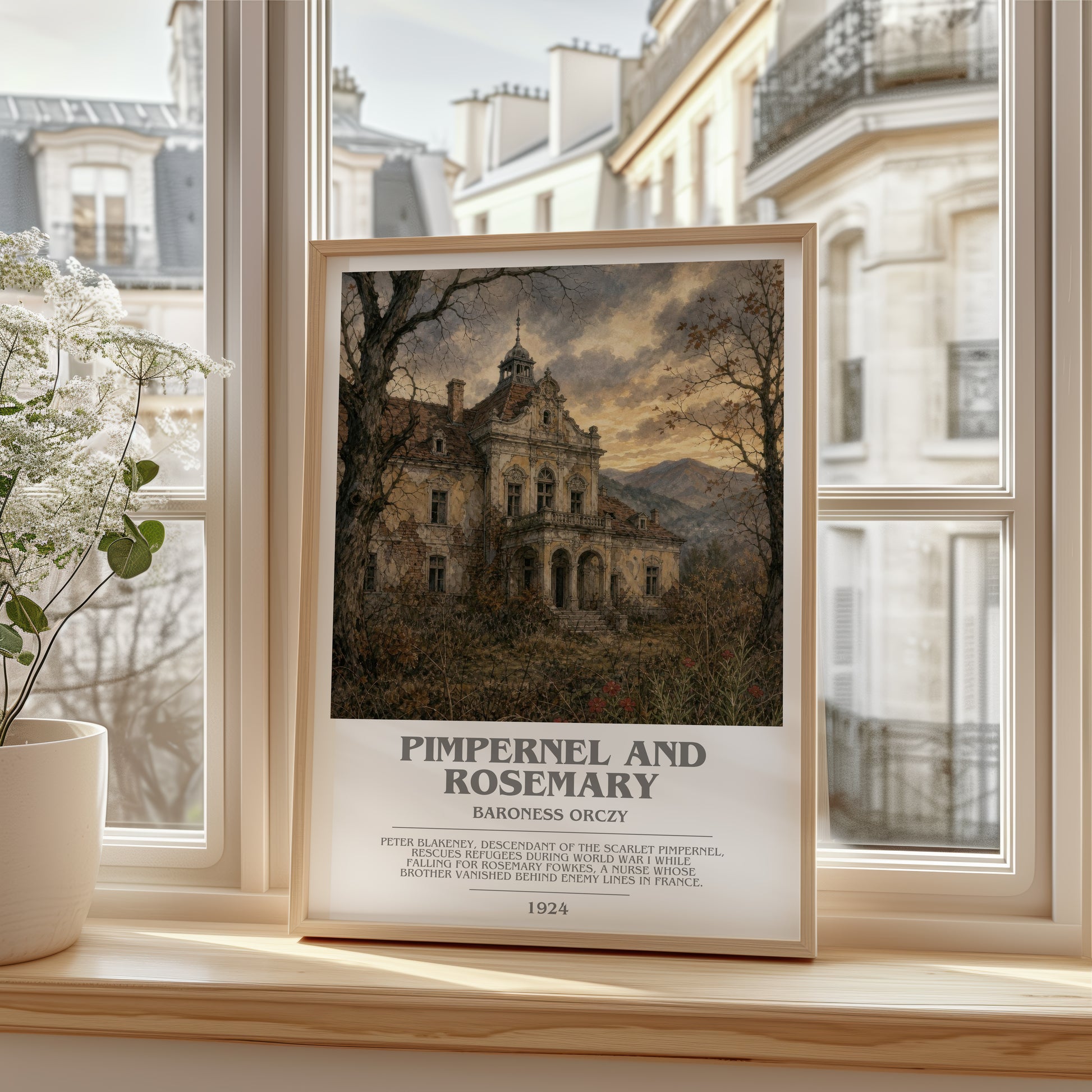 Pimpernel And Rosemary bookish poster colour and style options – Baroness Orczy book art