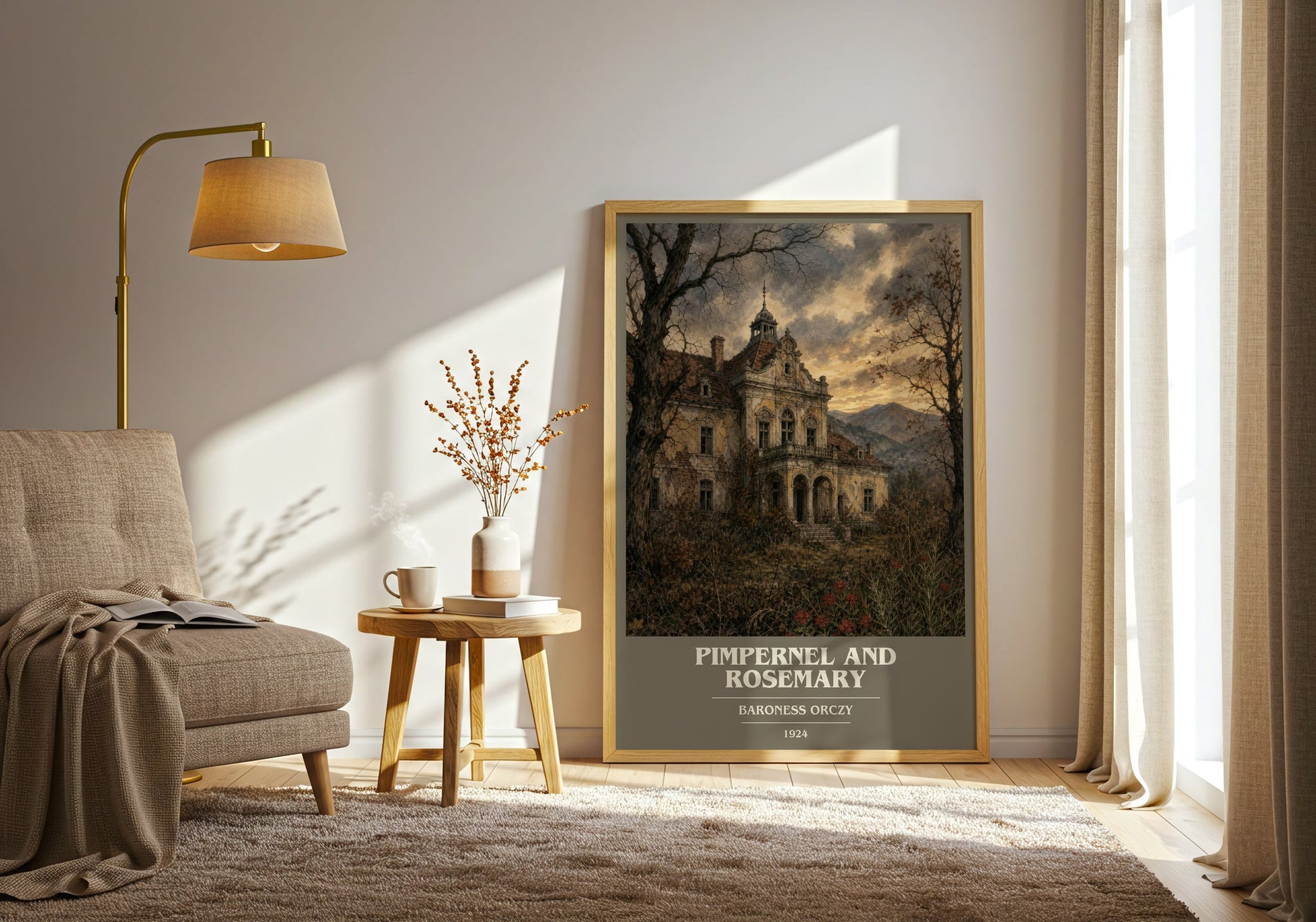 Pimpernel And Rosemary book cover print on bookshelf – Baroness Orczy fan gift
