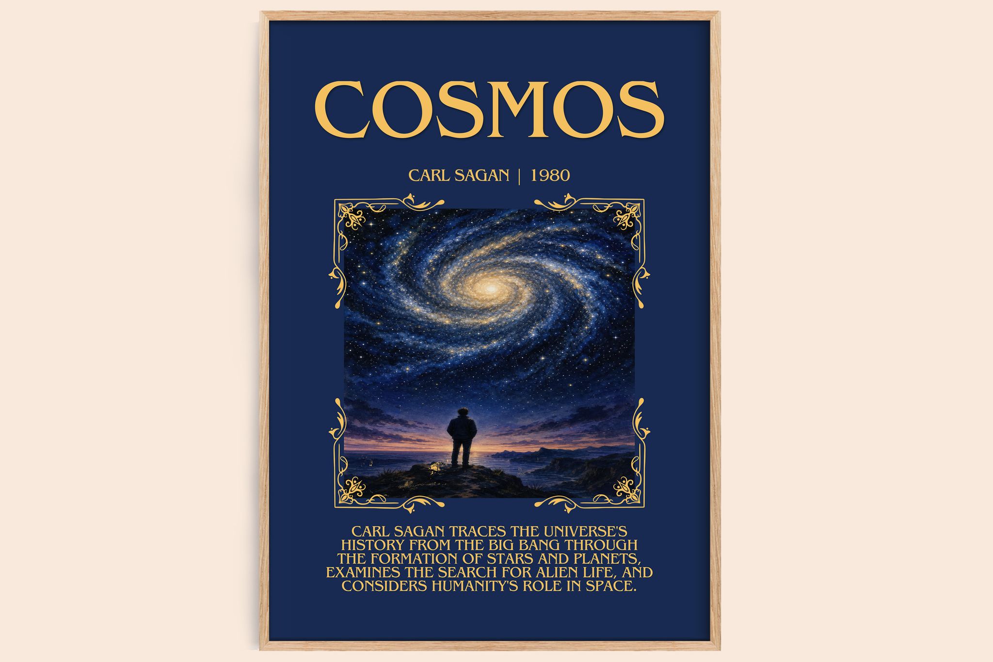 Cosmos Minimalist Book Poster by Carl Sagan