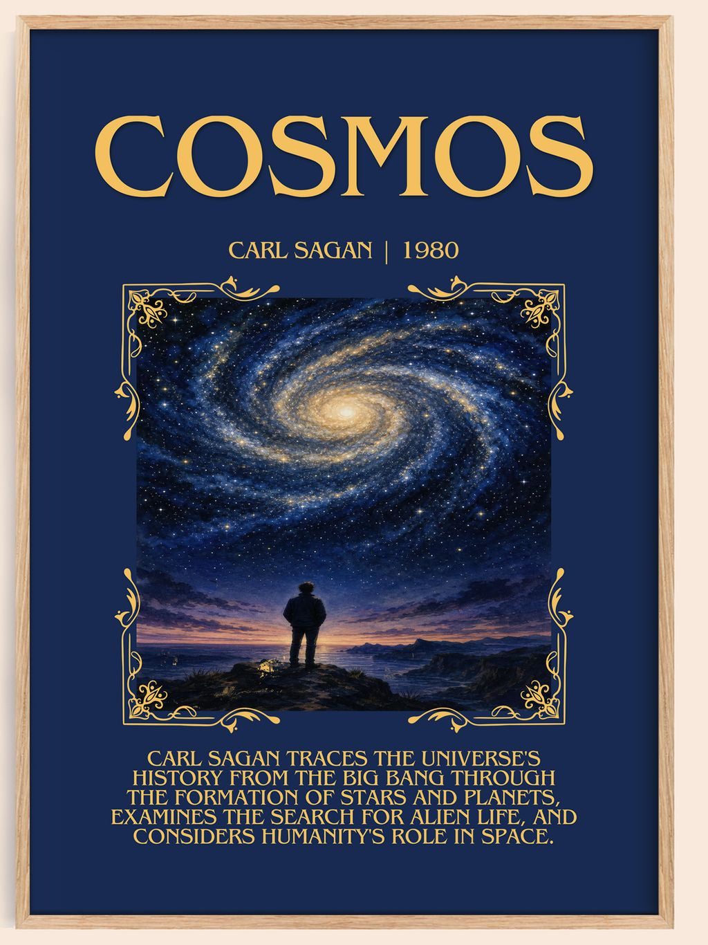 Cosmos Minimalist Book Poster by Carl Sagan – book poster