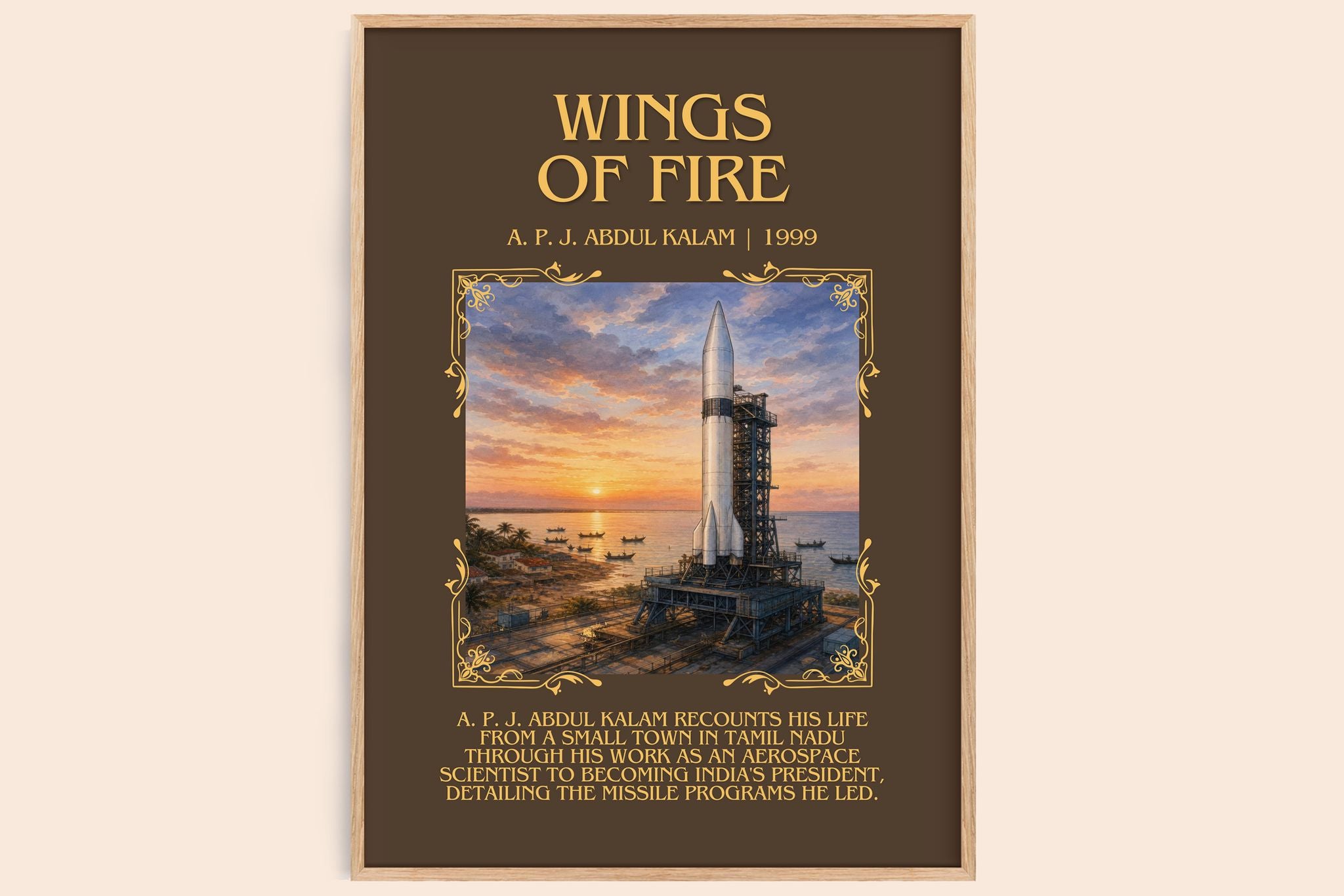 Wings of Fire Minimalist Book Poster by A. P. J. Abdul Kalam