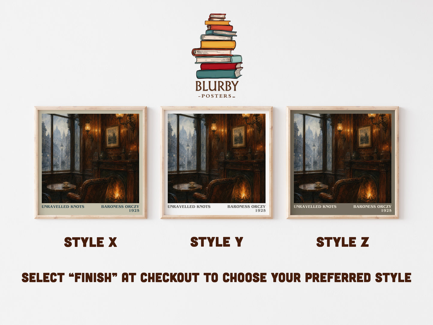 Unravelled Knots literary print in frame leaning in hallway – mystery wall art