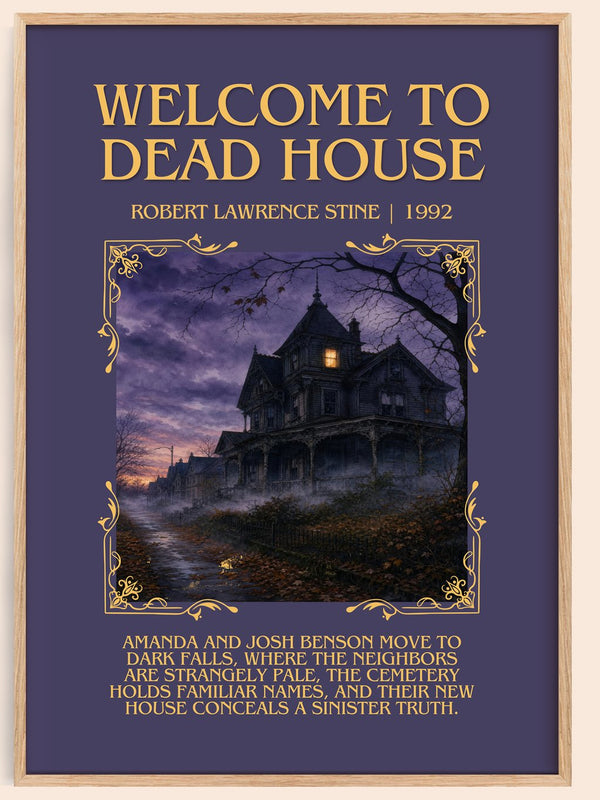 Welcome to Dead House Minimalist Book Poster by Robert Lawrence Stine – book poster