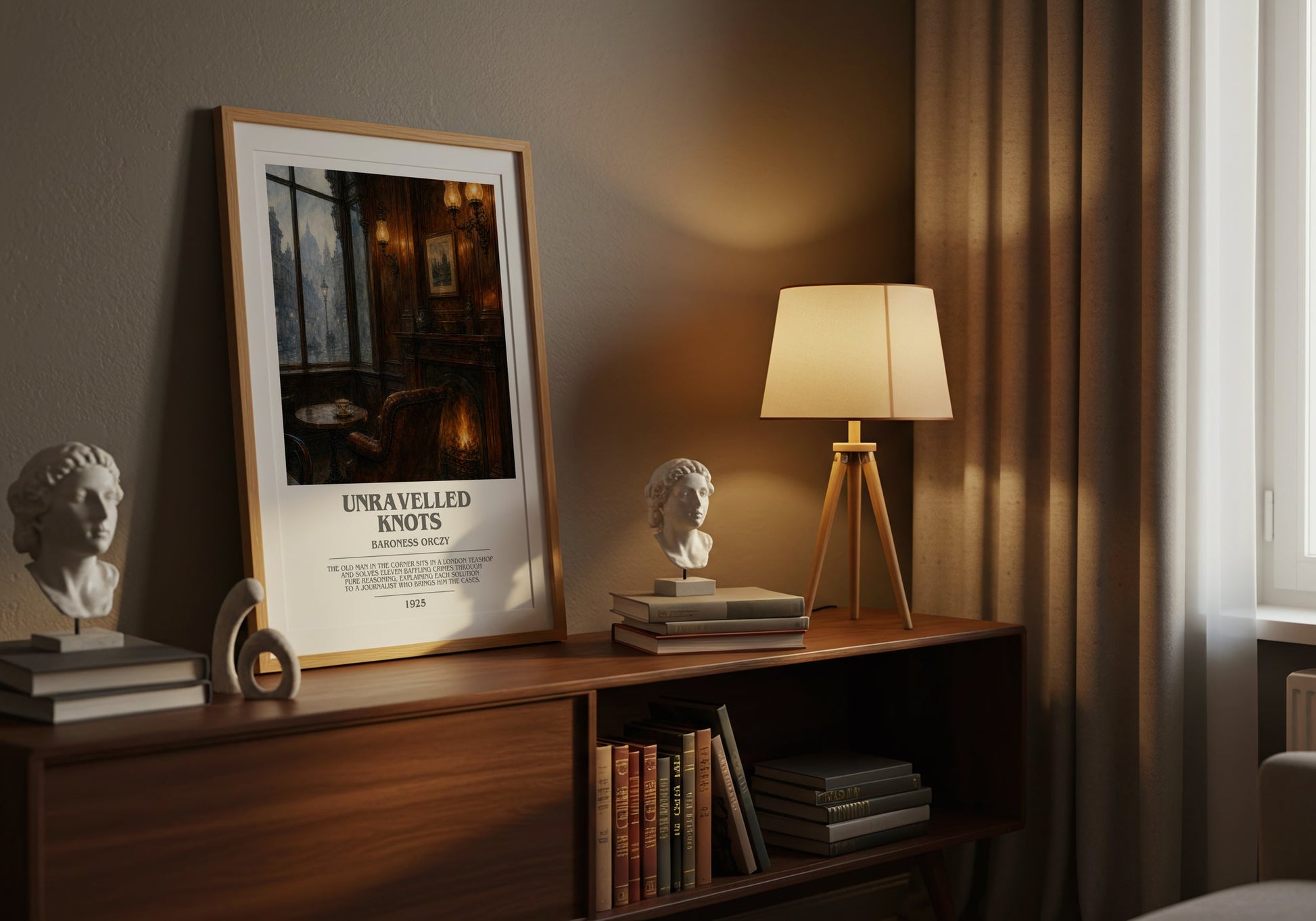 Unravelled Knots bookish book poster framed on wall – mystery wall art