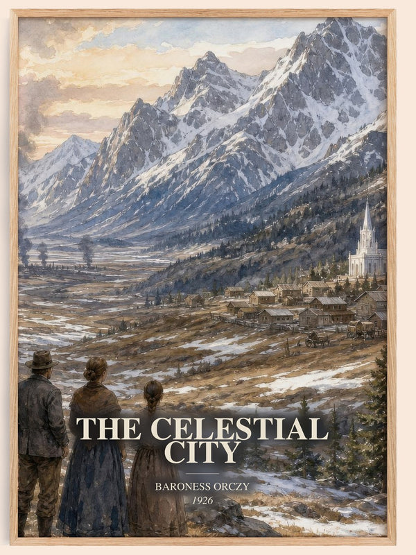 The Celestial City watercolour book poster by Baroness Orczy – framed literary art print