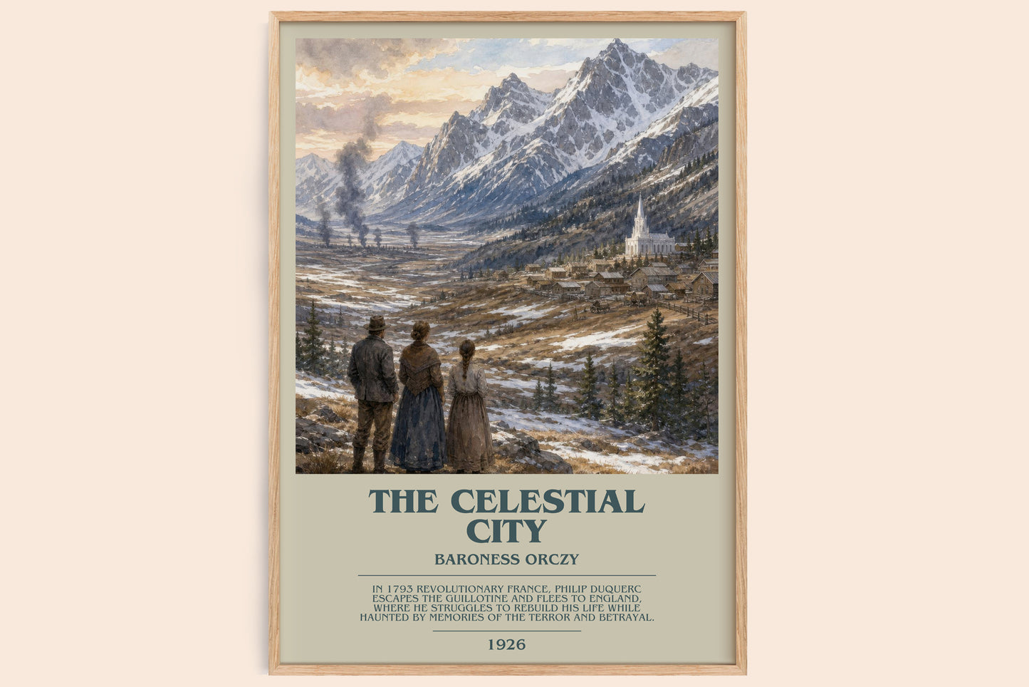The Celestial City bookish book poster by Baroness Orczy – framed literary art print