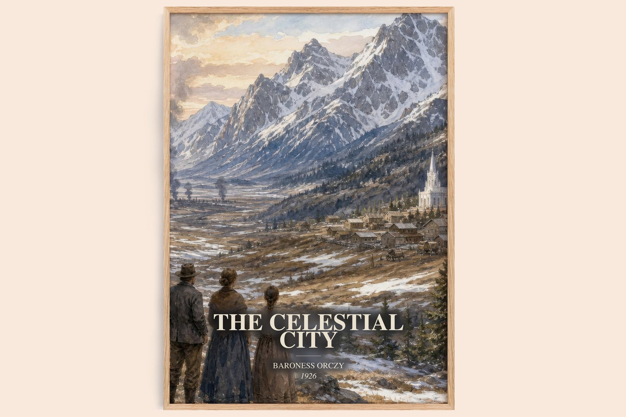 The Celestial City watercolour book poster by Baroness Orczy – framed literary art print