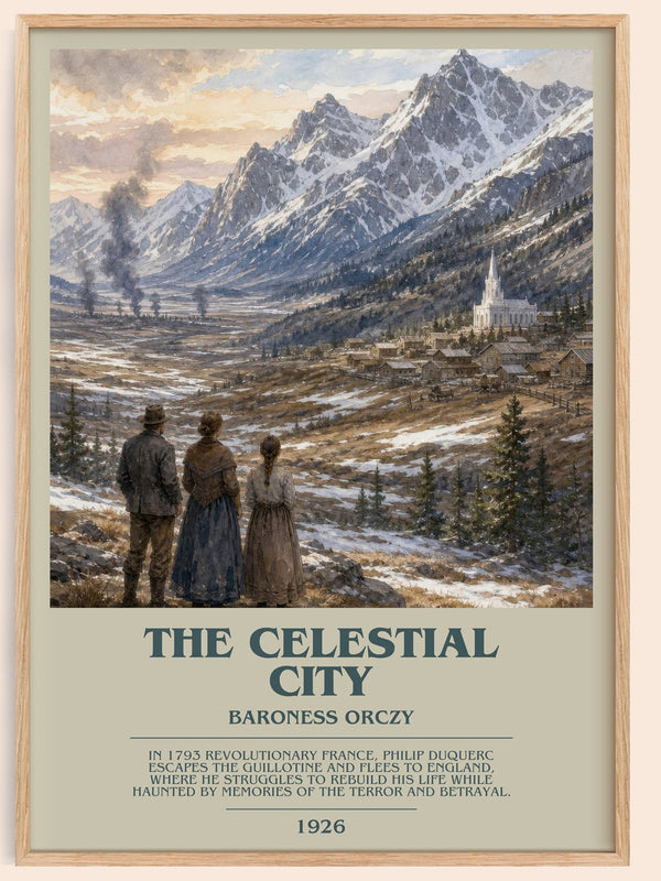 The Celestial City bookish book poster by Baroness Orczy – framed literary art print