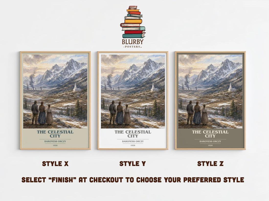 The Celestial City book cover print in frame leaning in hallway – romance wall art (mockup)