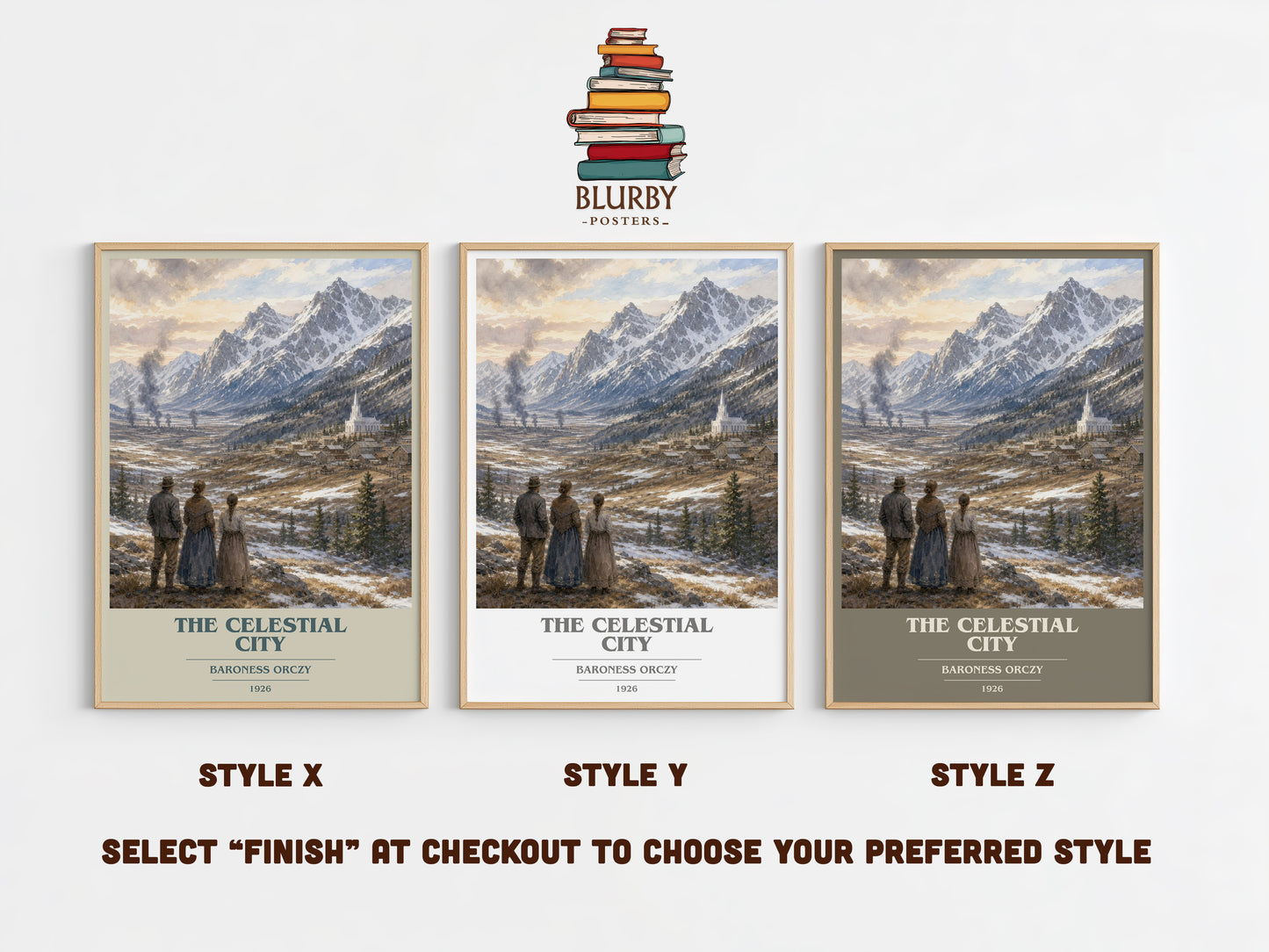 The Celestial City book cover print in frame leaning in hallway – romance wall art