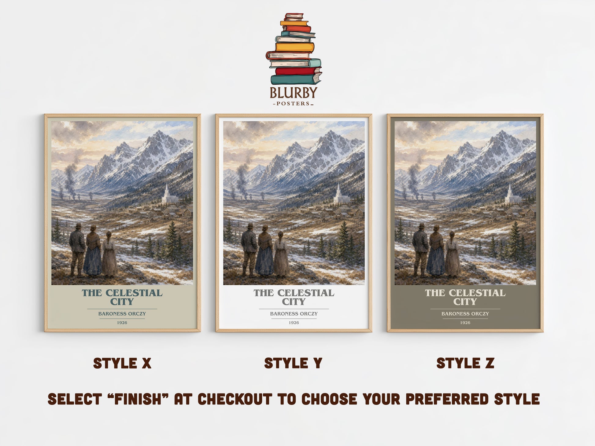 The Celestial City book cover print in frame leaning in hallway – romance wall art