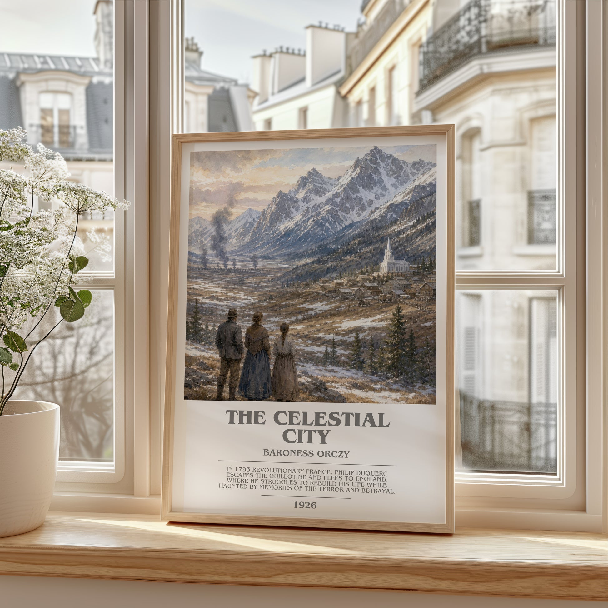 The Celestial City bookish poster colour and style options – Baroness Orczy book art