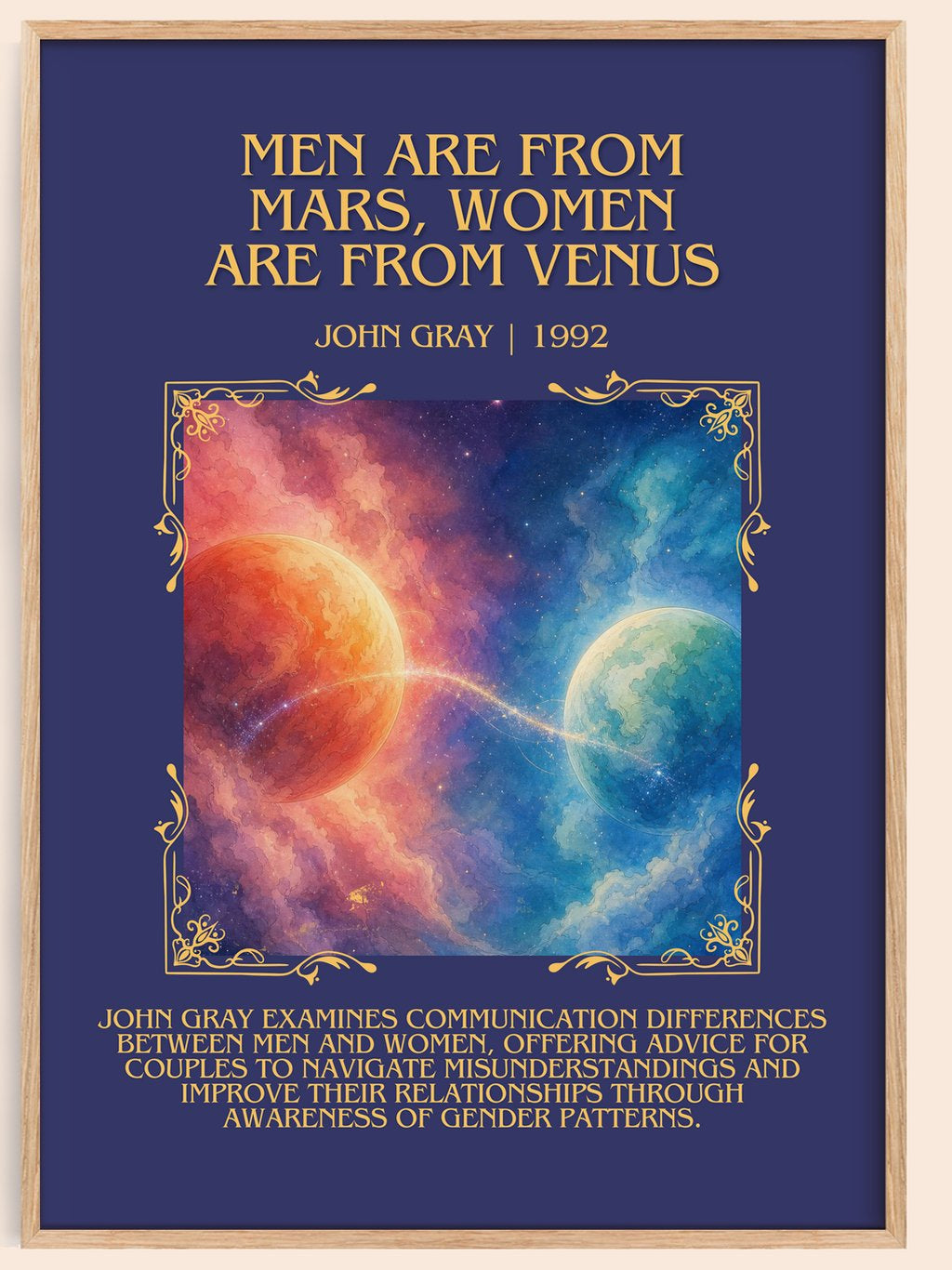Men are From Mars, Women are From Venus Minimalist Book Poster – book poster