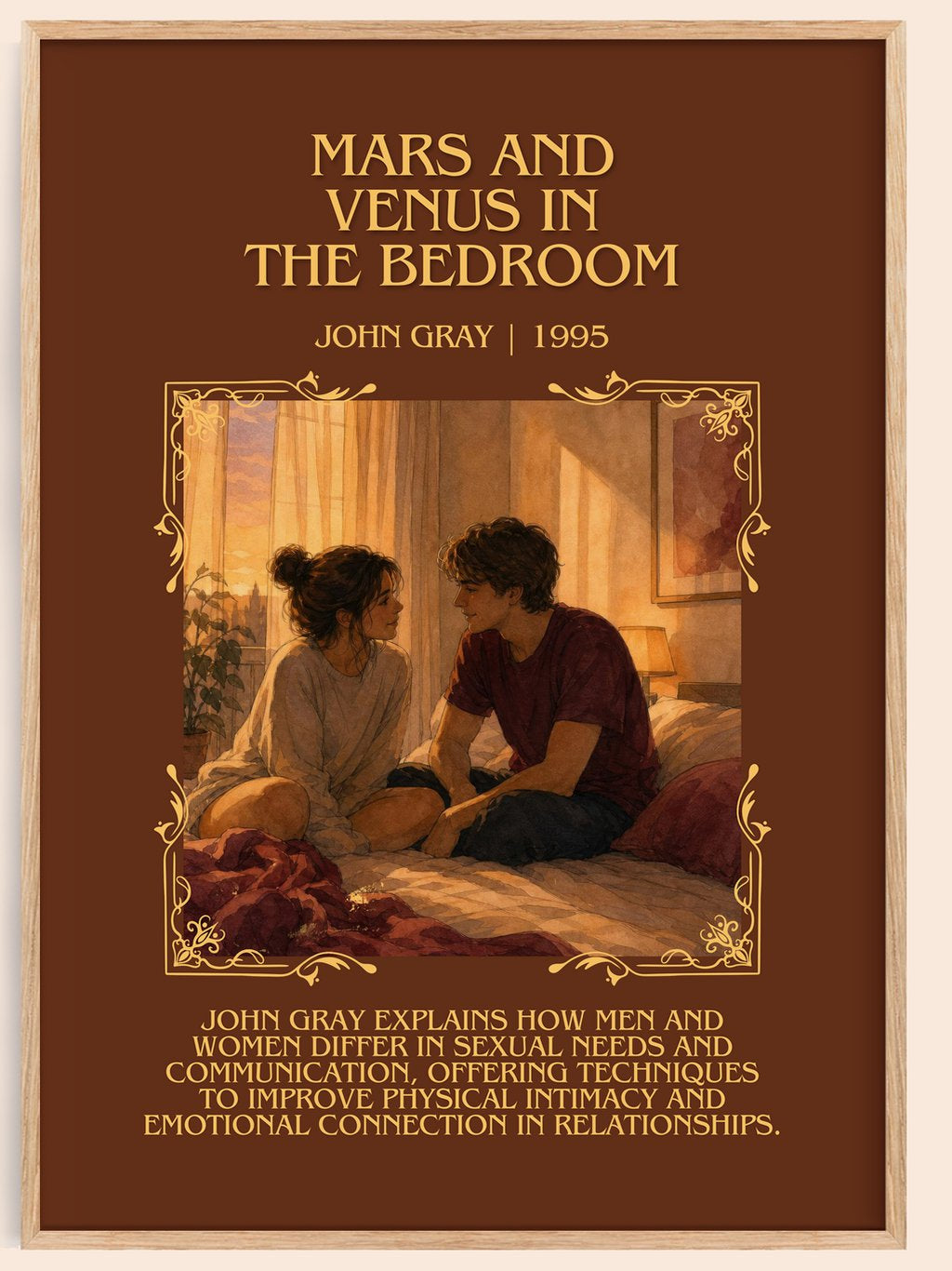 Mars and Venus in the bedroom Minimalist Book Poster by John Gray – book poster