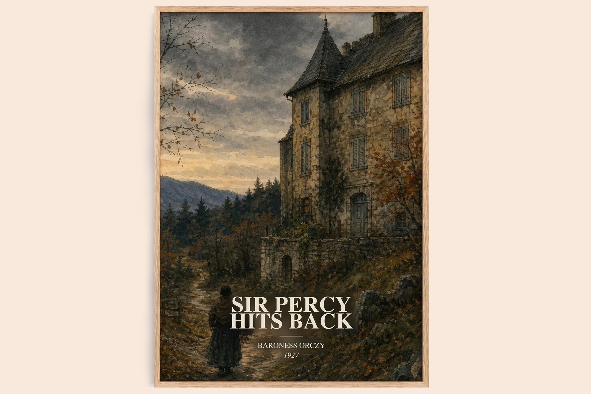Sir Percy Hits Back watercolour book poster by Baroness Orczy – framed literary art print