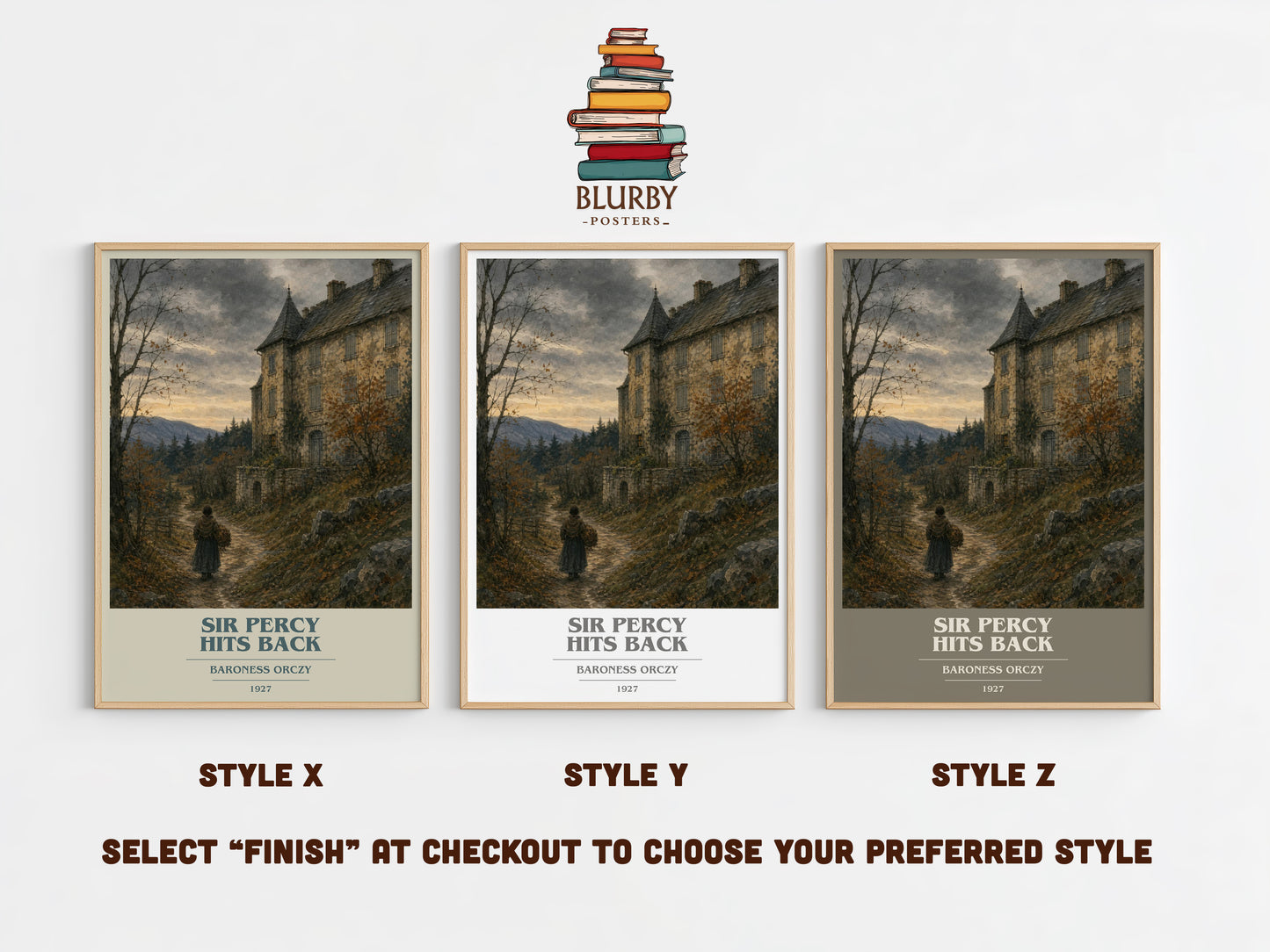Sir Percy Hits Back book cover print in frame leaning in hallway – historical fiction wall art