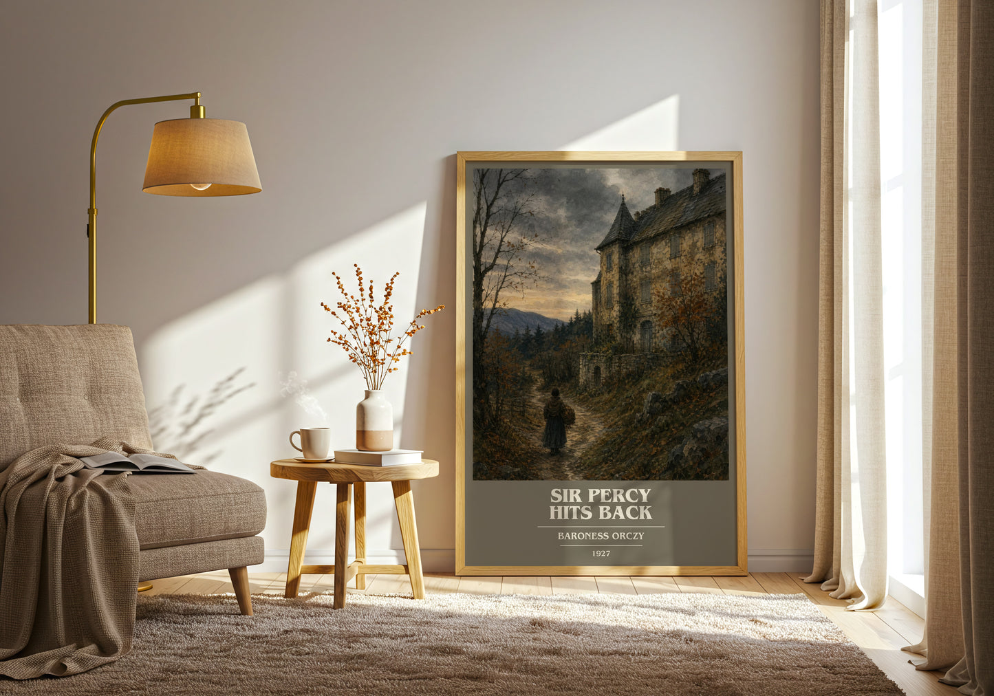 Sir Percy Hits Back book cover print on bookshelf – Baroness Orczy fan gift
