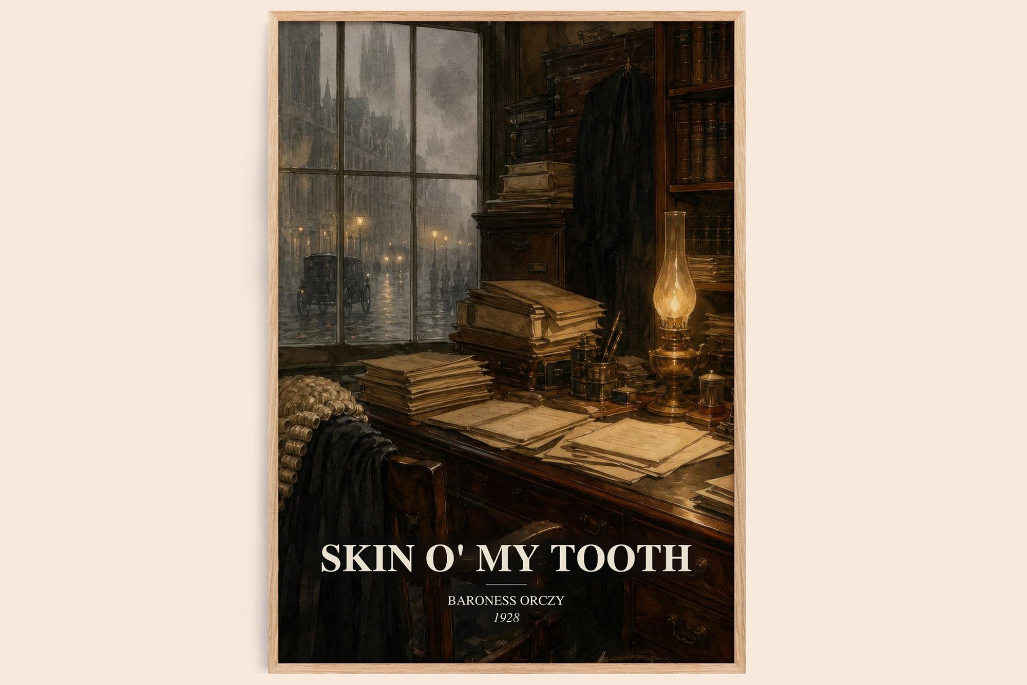 Skin O' My Tooth watercolour book poster by Baroness Orczy – framed literary art print