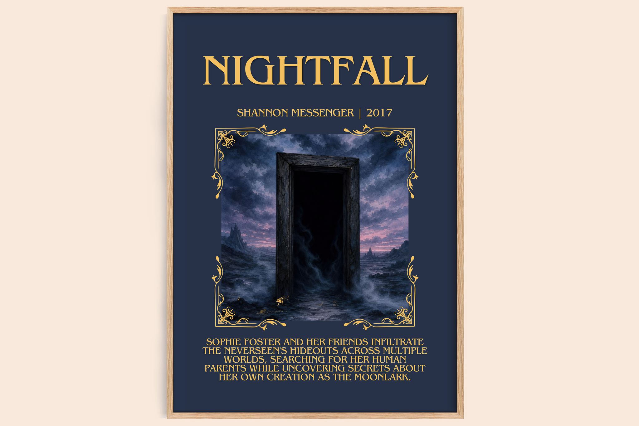 Nightfall Minimalist Book Poster by Shannon Messenger