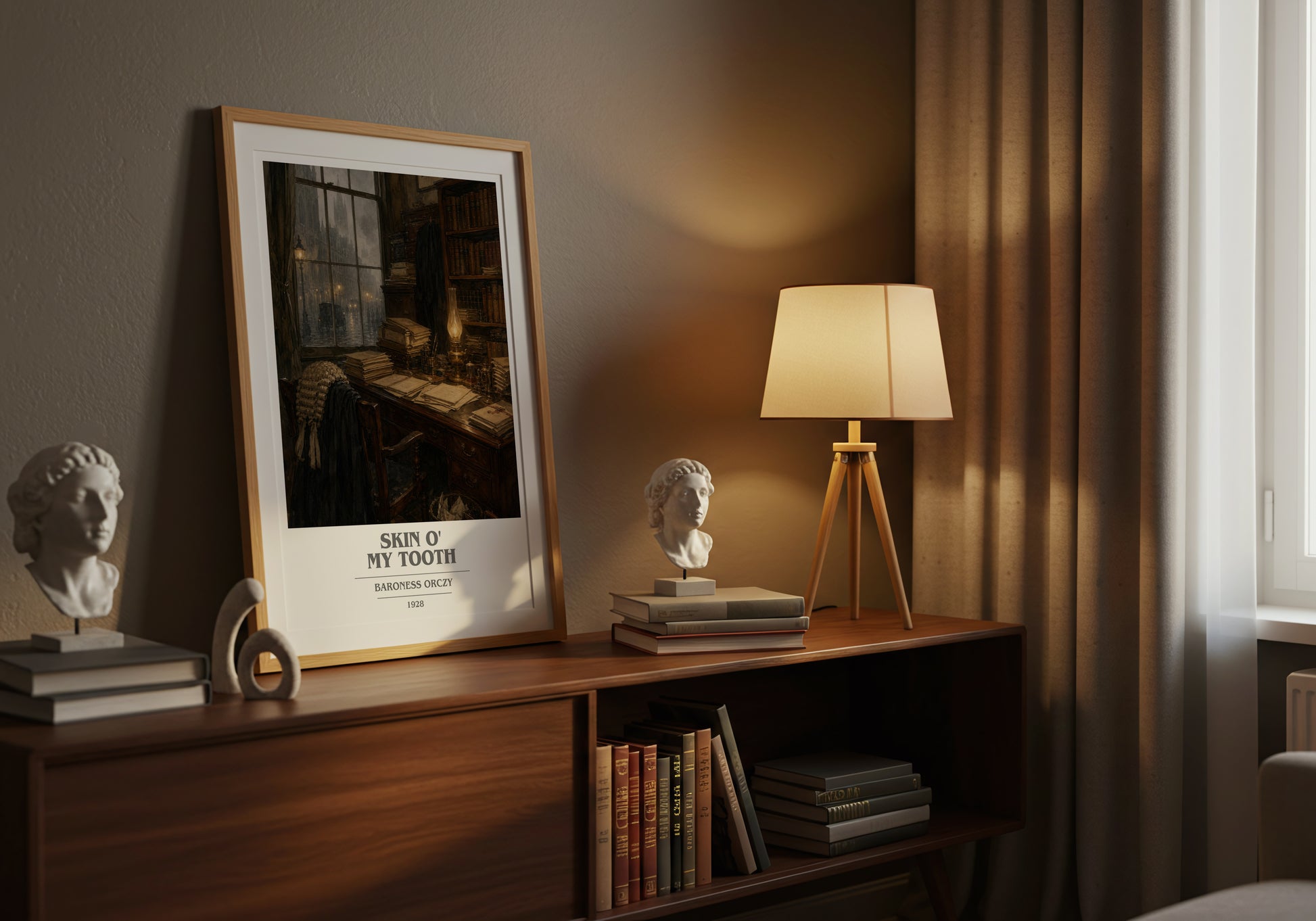 Skin O' My Tooth book cover book poster framed on wall – mystery wall art