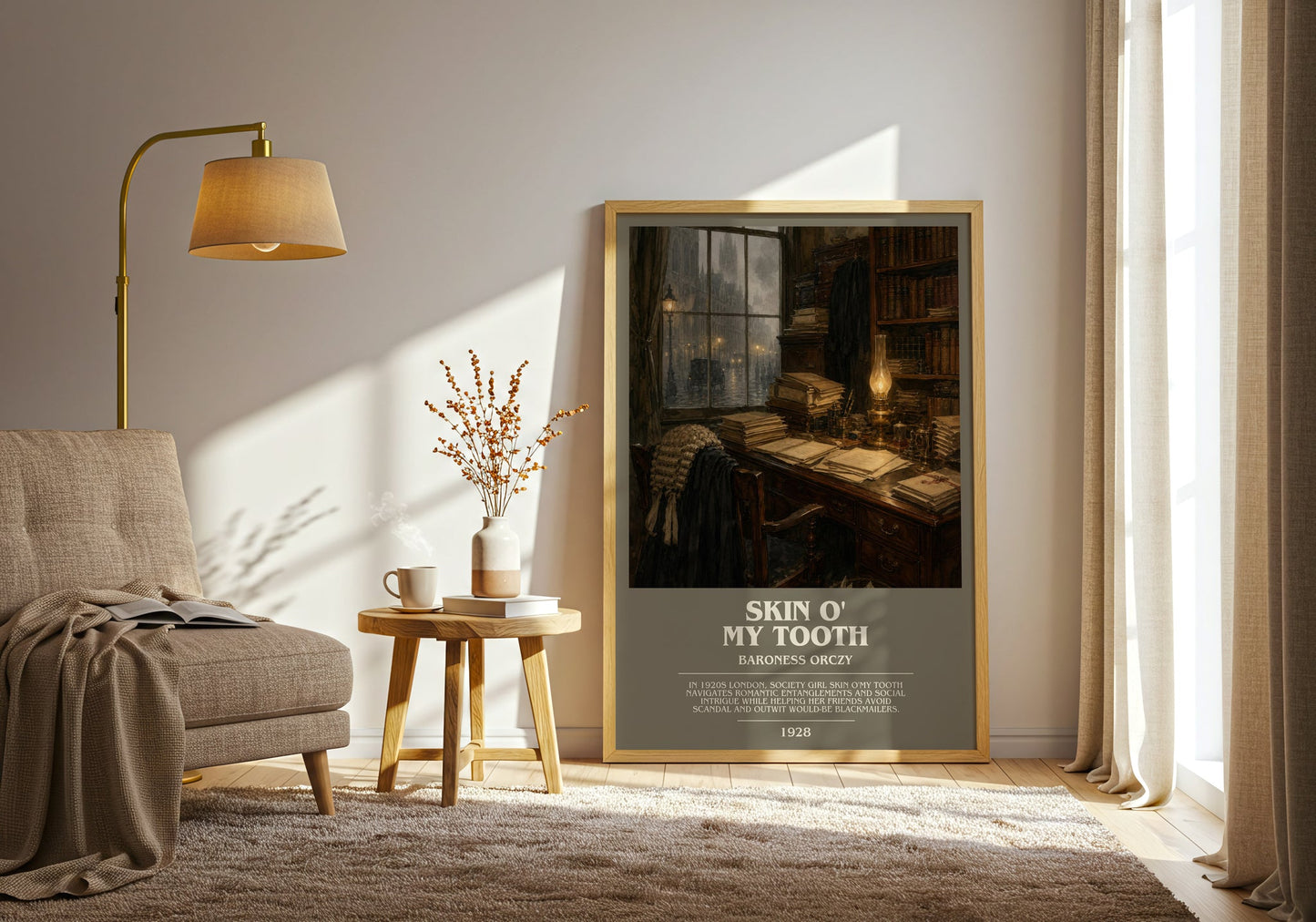 Skin O' My Tooth bookish print on bookshelf – Baroness Orczy fan gift