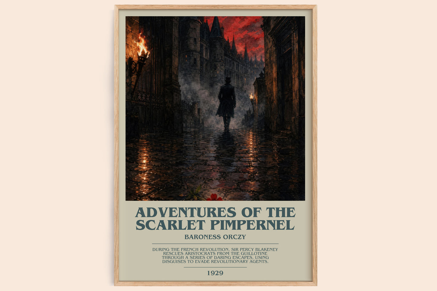 Adventures Of The Scarlet Pimpernel bookish book poster by Baroness Orczy – framed literary art print