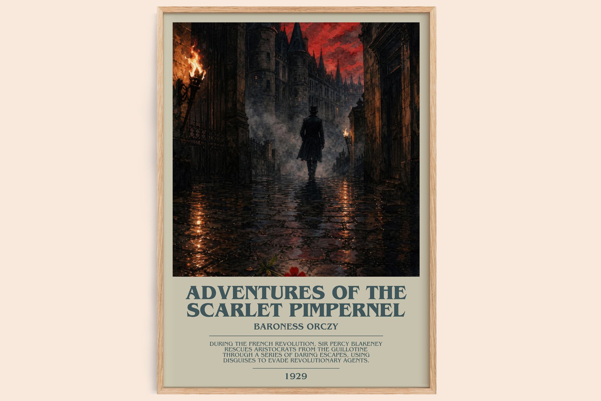 Adventures Of The Scarlet Pimpernel bookish book poster by Baroness Orczy – framed literary art print