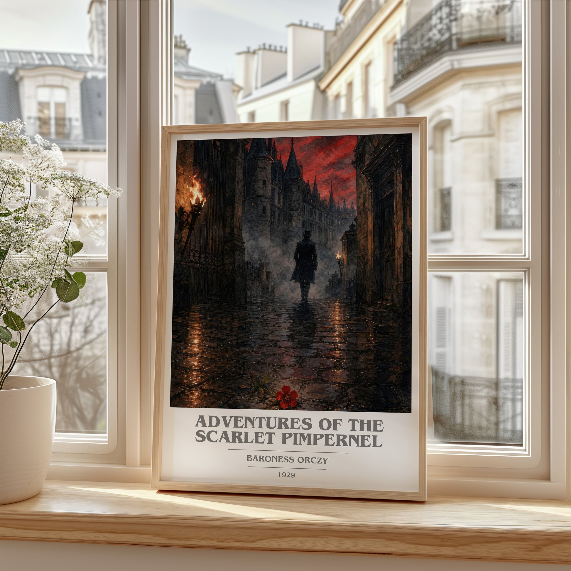Adventures Of The Scarlet Pimpernel book cover poster colour and style options – Baroness Orczy book art
