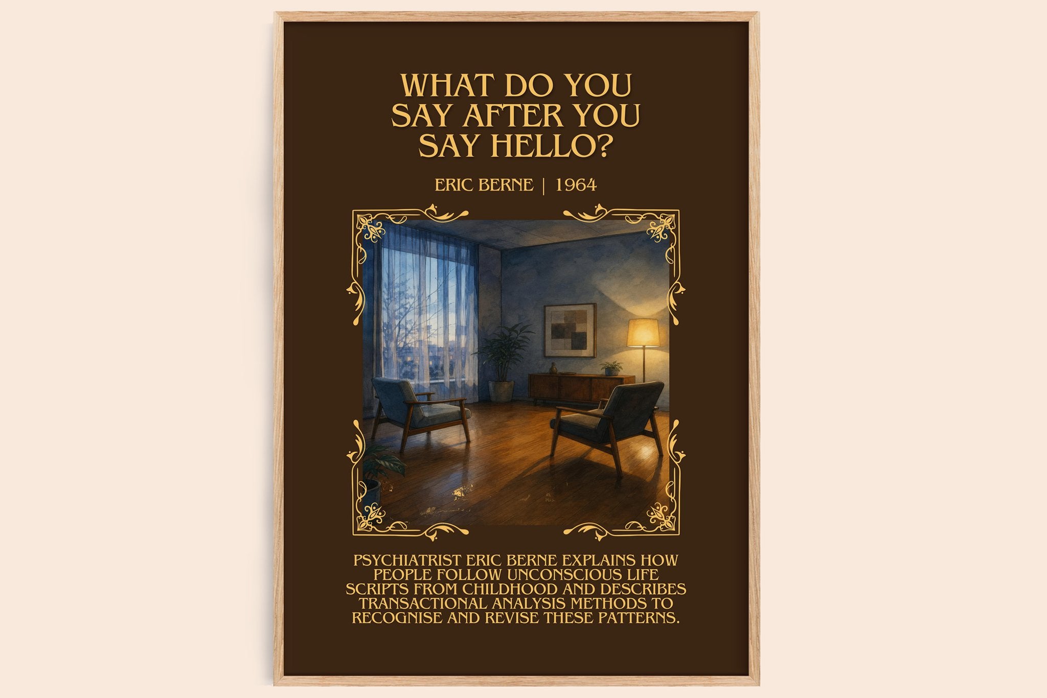 What do you say after you say hello? Minimalist Book Poster by Eric Berne