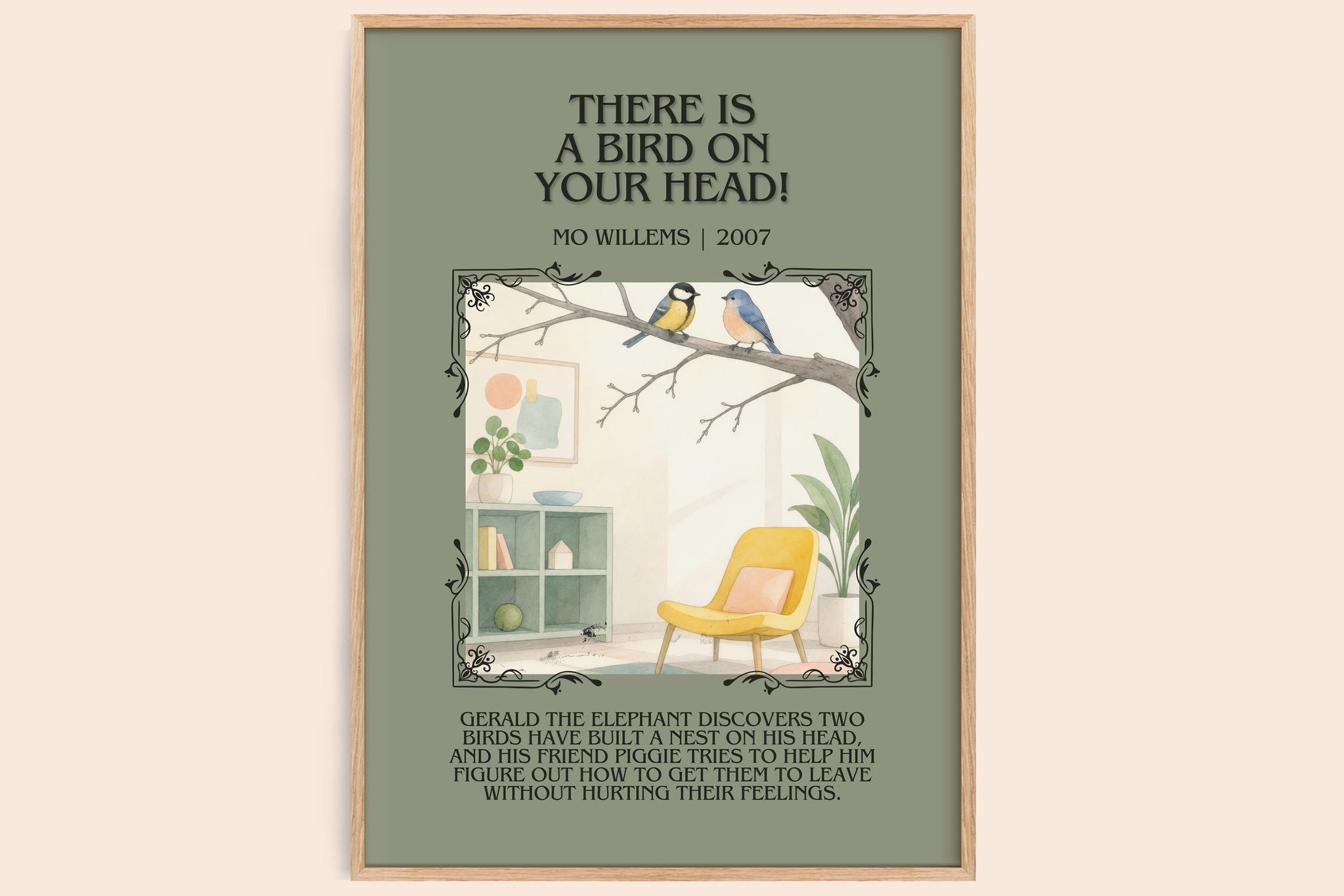 There is a bird on your head! Minimalist Book Poster by Mo Willems