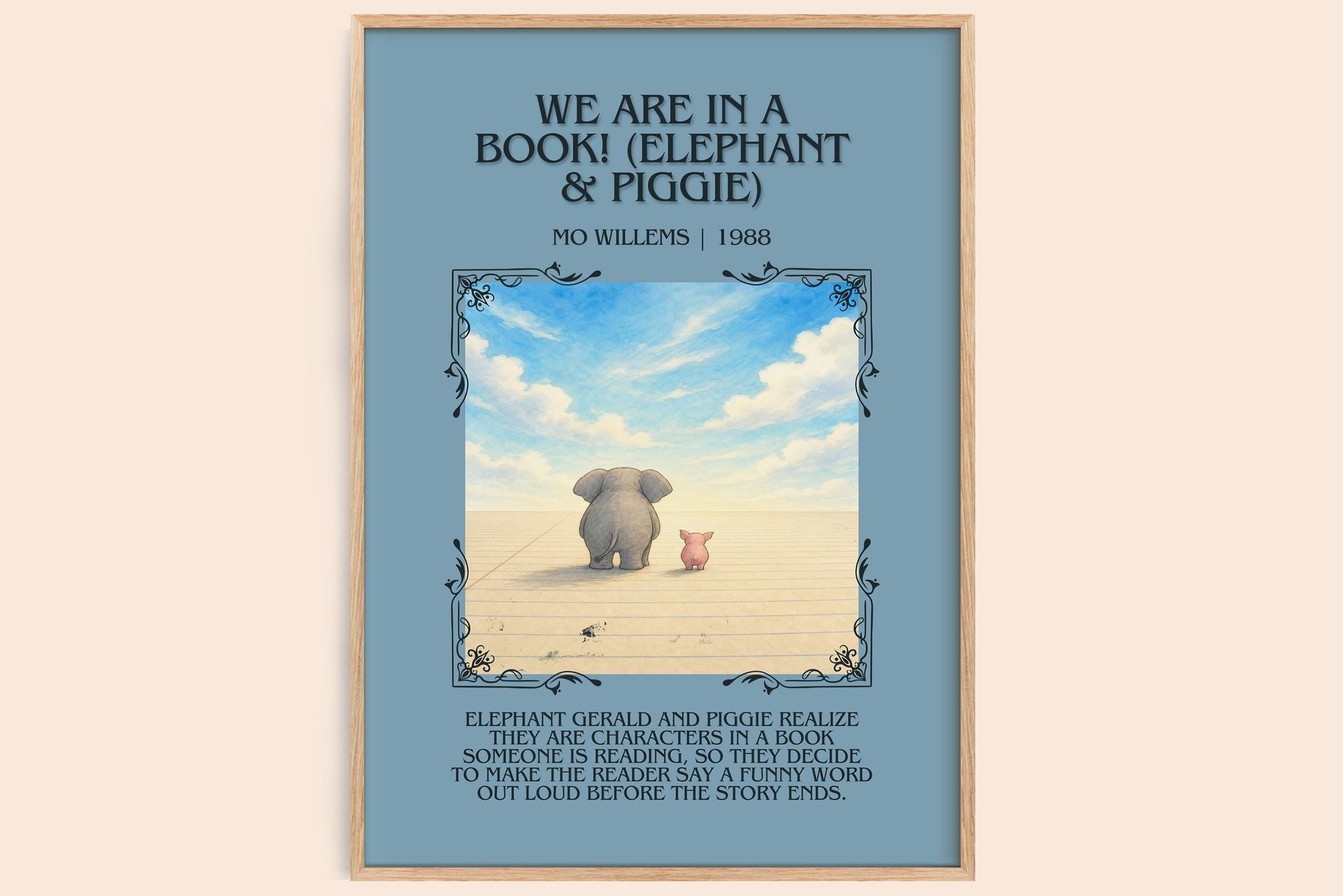 We Are in a Book! (Elephant & Piggie) Minimalist Book Poster by Mo Willems