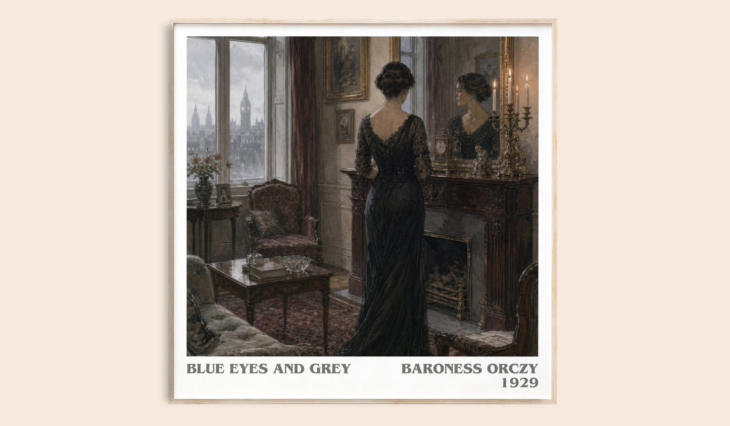 Blue Eyes And Grey literary book poster by Baroness Orczy – framed literary art print