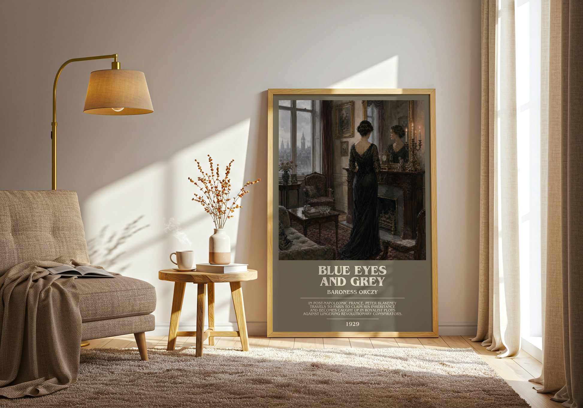 Blue Eyes And Grey bookish print on bookshelf – Baroness Orczy fan gift