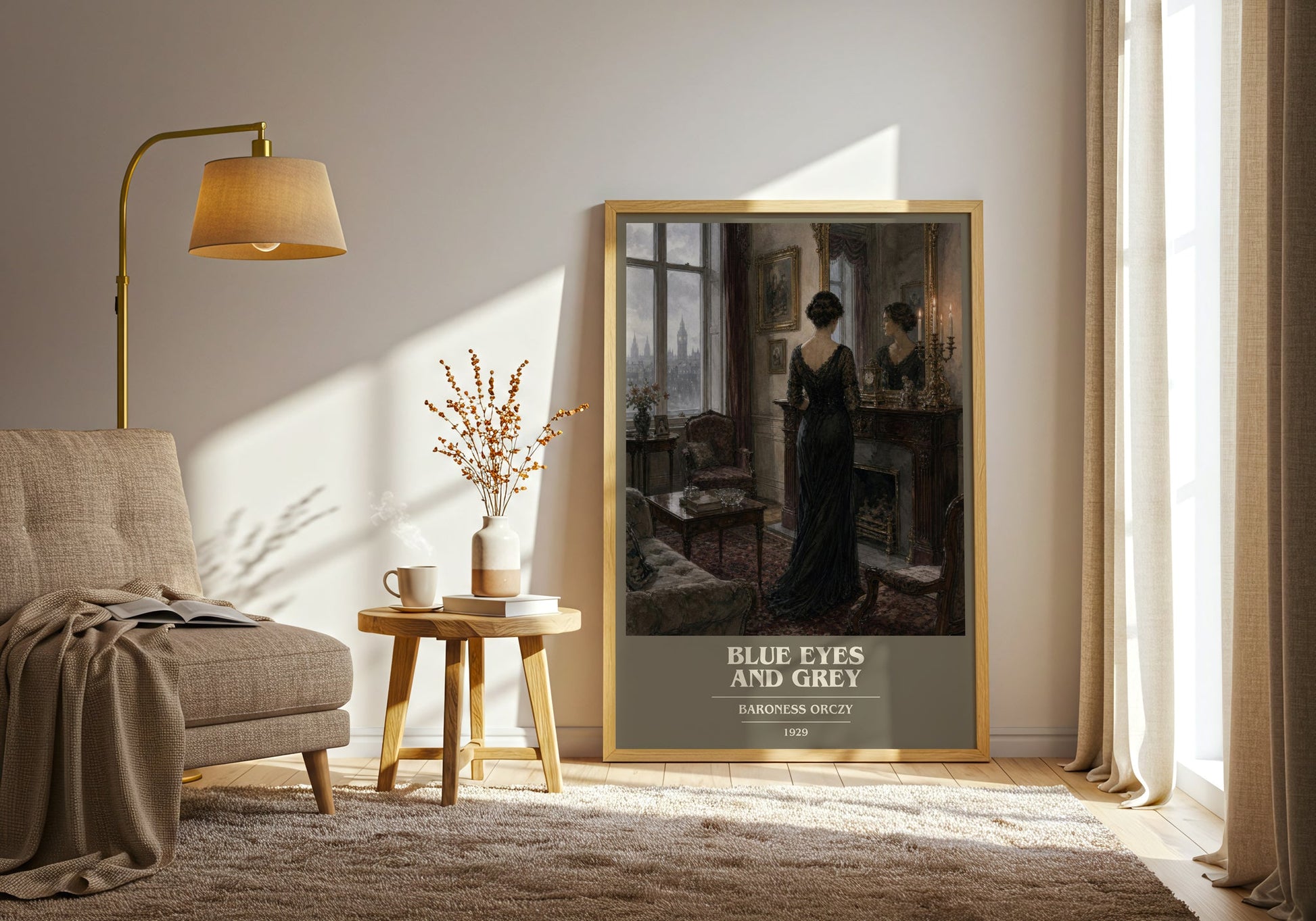 Blue Eyes And Grey book cover print on bookshelf – Baroness Orczy fan gift