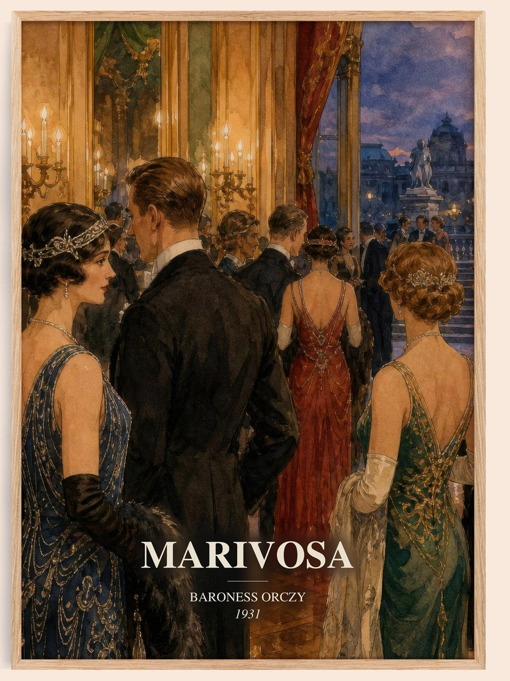 Marivosa watercolour book poster by Baroness Orczy – framed literary art print