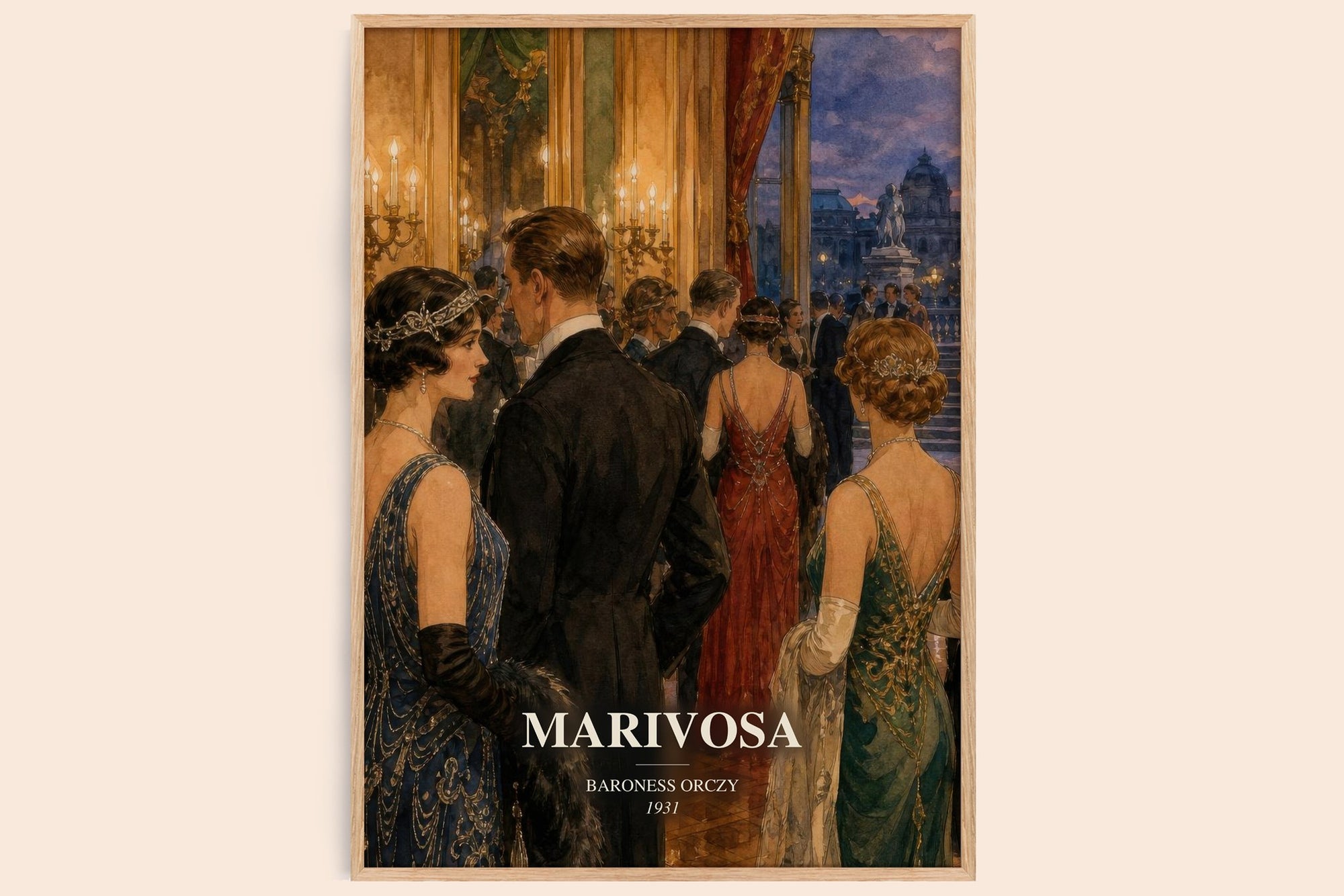Marivosa watercolour book poster by Baroness Orczy – framed literary art print
