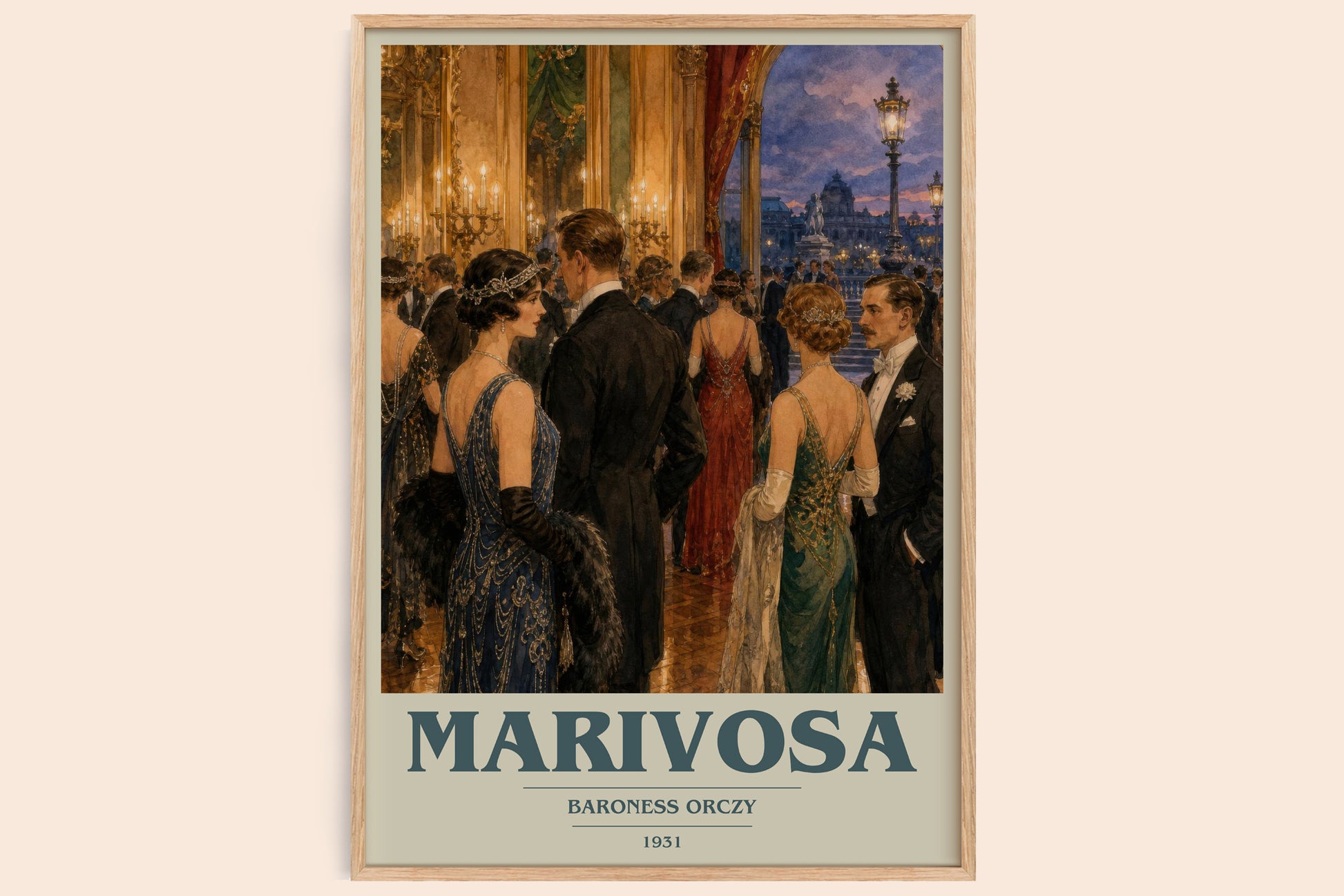 Marivosa book cover book poster by Baroness Orczy – framed literary art print
