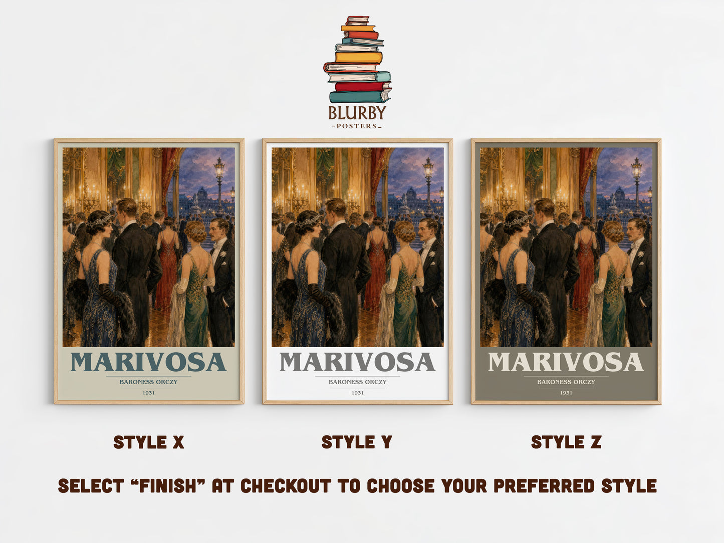 Marivosa book cover print in frame leaning in hallway – adventure wall art