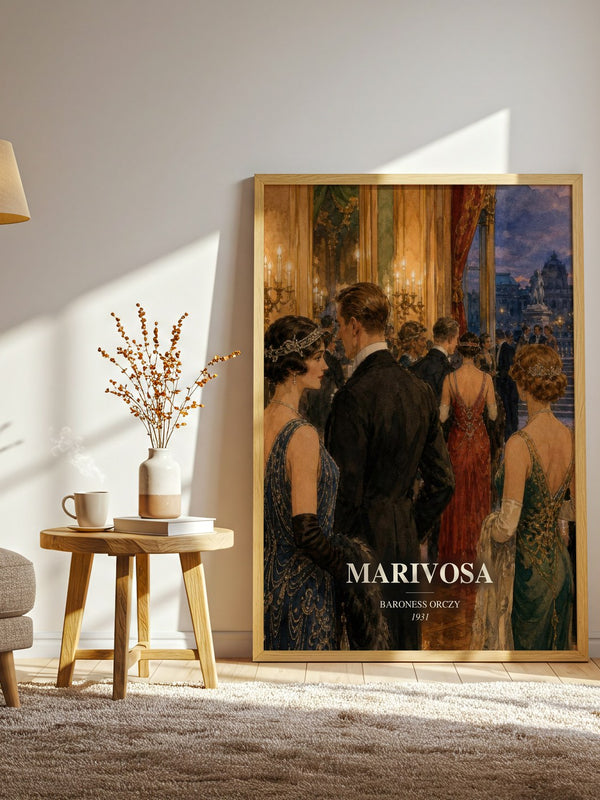 Marivosa watercolour print in frame leaning in hallway – adventure wall art