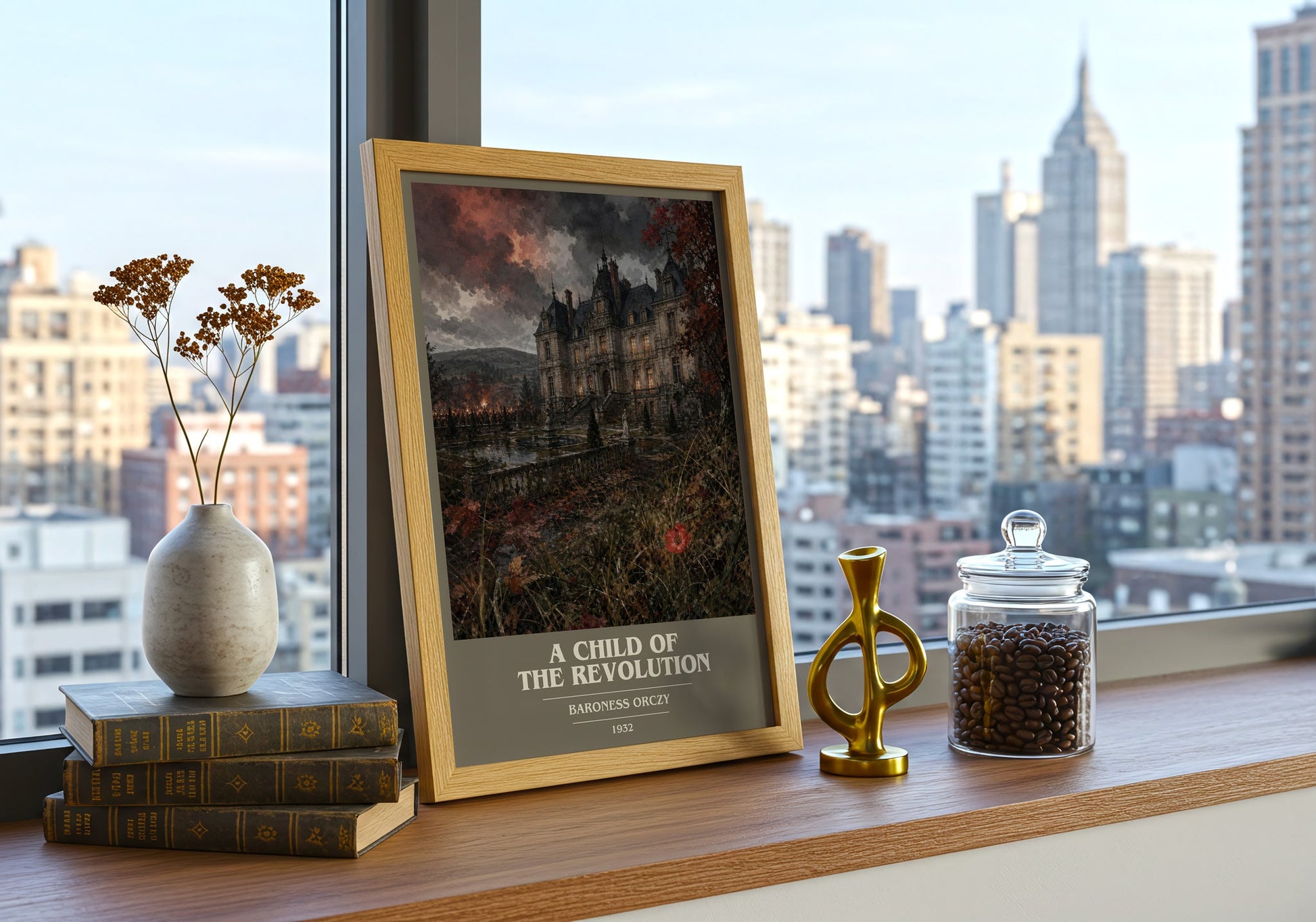 A Child Of The Revolution book cover print framed by window – literary home decor