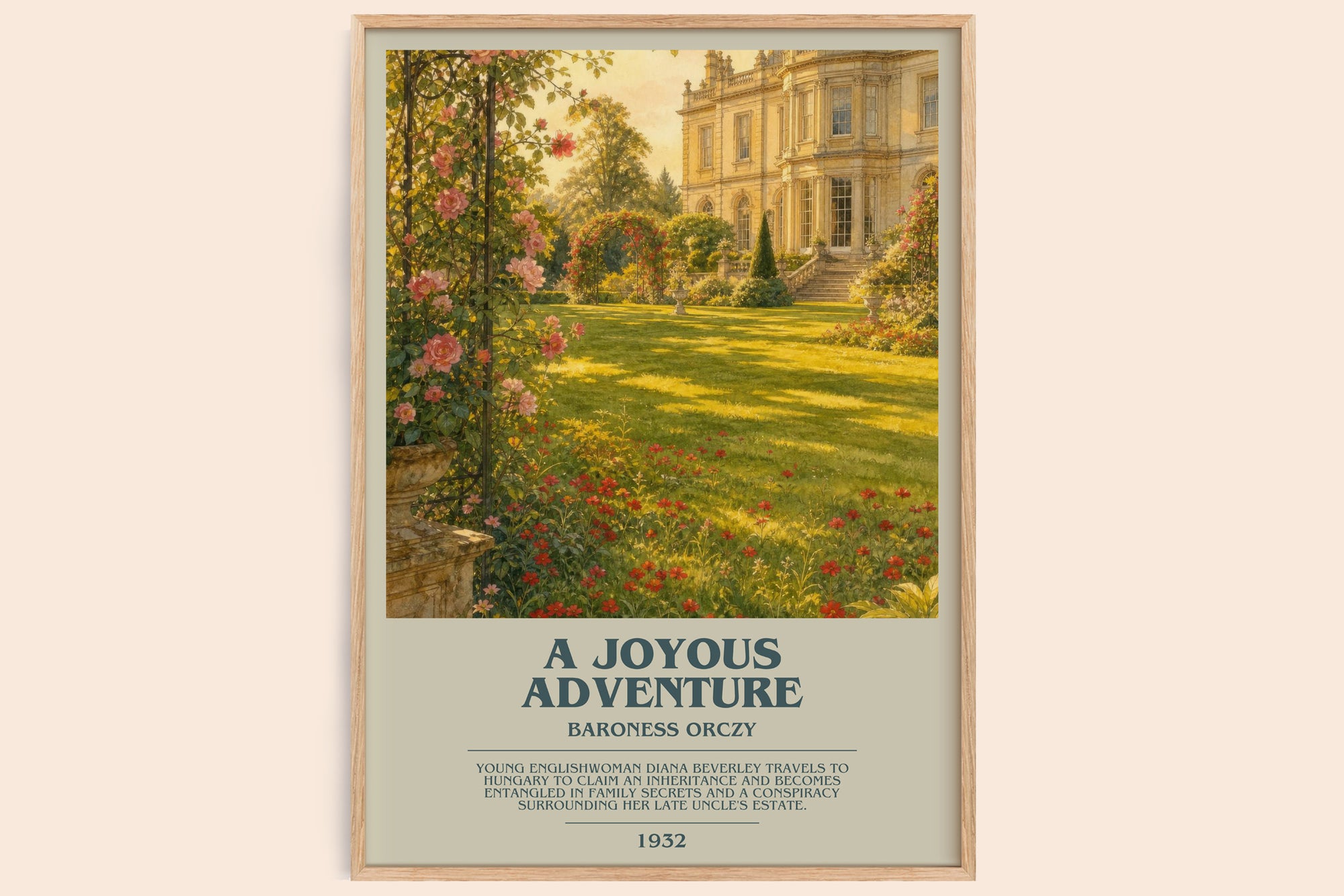 A Joyous Adventure bookish book poster by Baroness Orczy – framed literary art print
