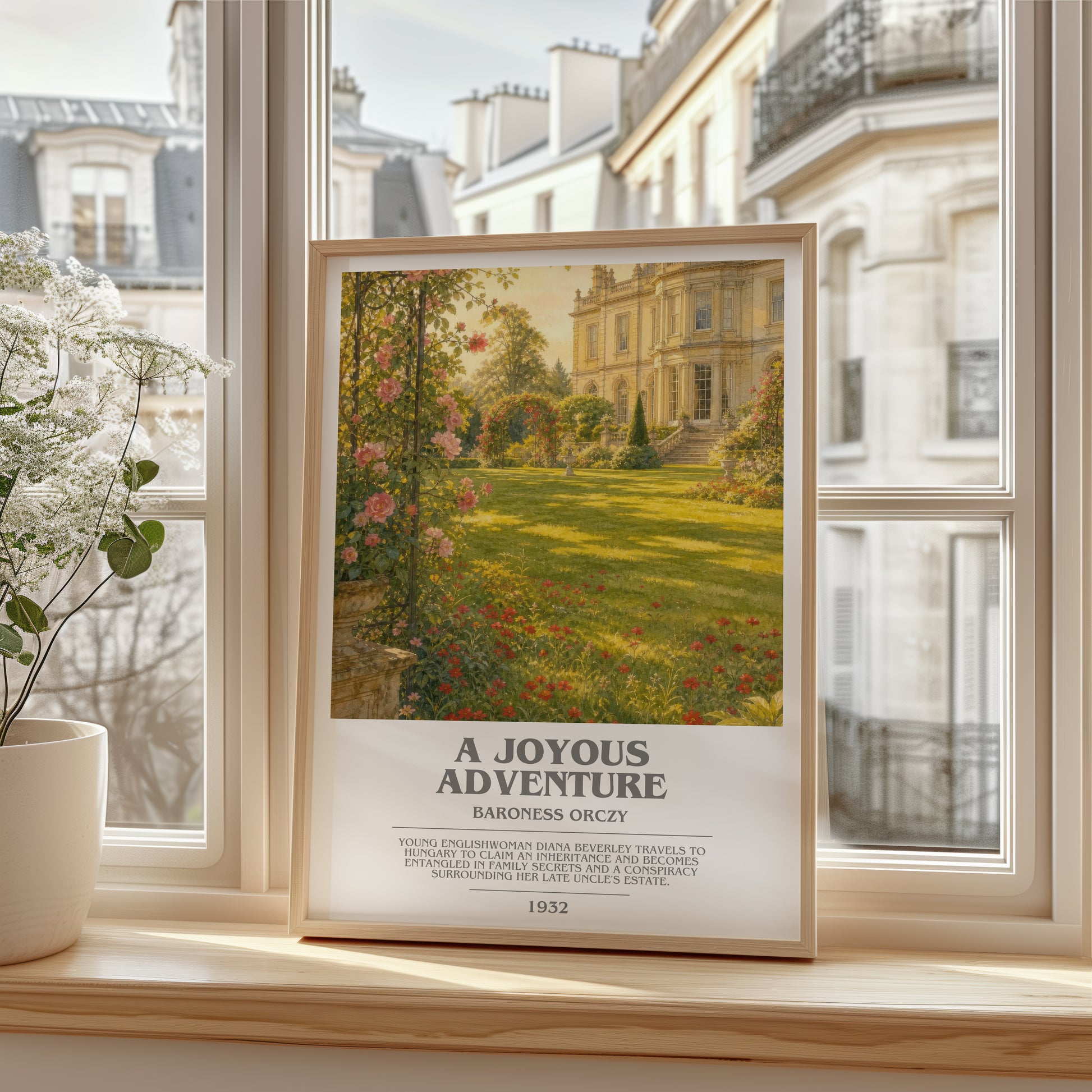 A Joyous Adventure bookish poster colour and style options – Baroness Orczy book art