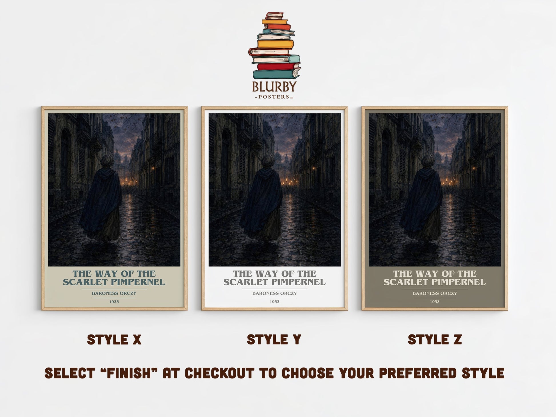 The Way Of The Scarlet Pimpernel book cover print in frame leaning in hallway – historical fiction wall art