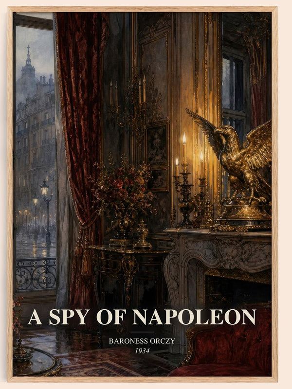 A Spy Of Napoleon watercolour book poster by Baroness Orczy – framed literary art print