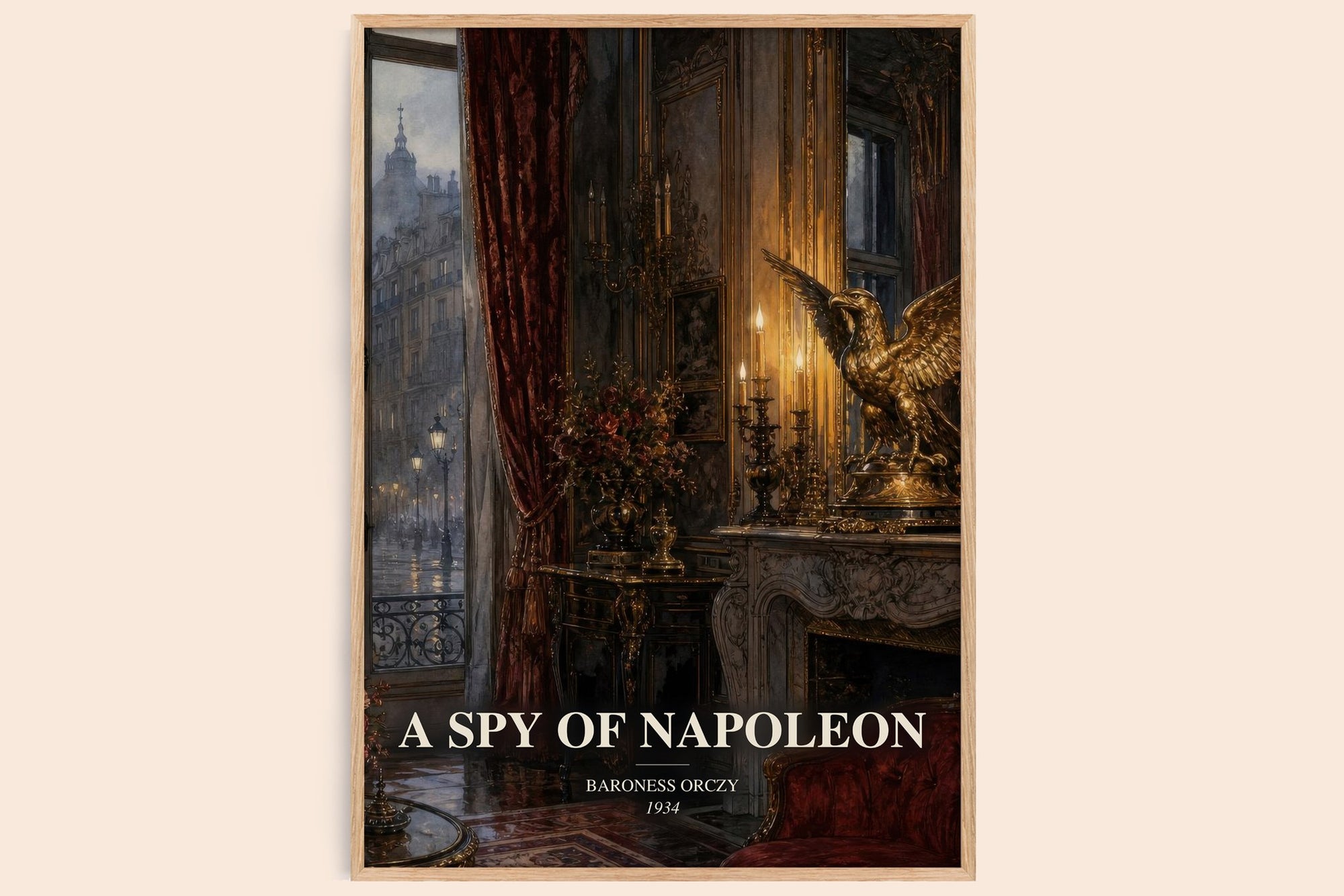 A Spy Of Napoleon watercolour book poster by Baroness Orczy – framed literary art print