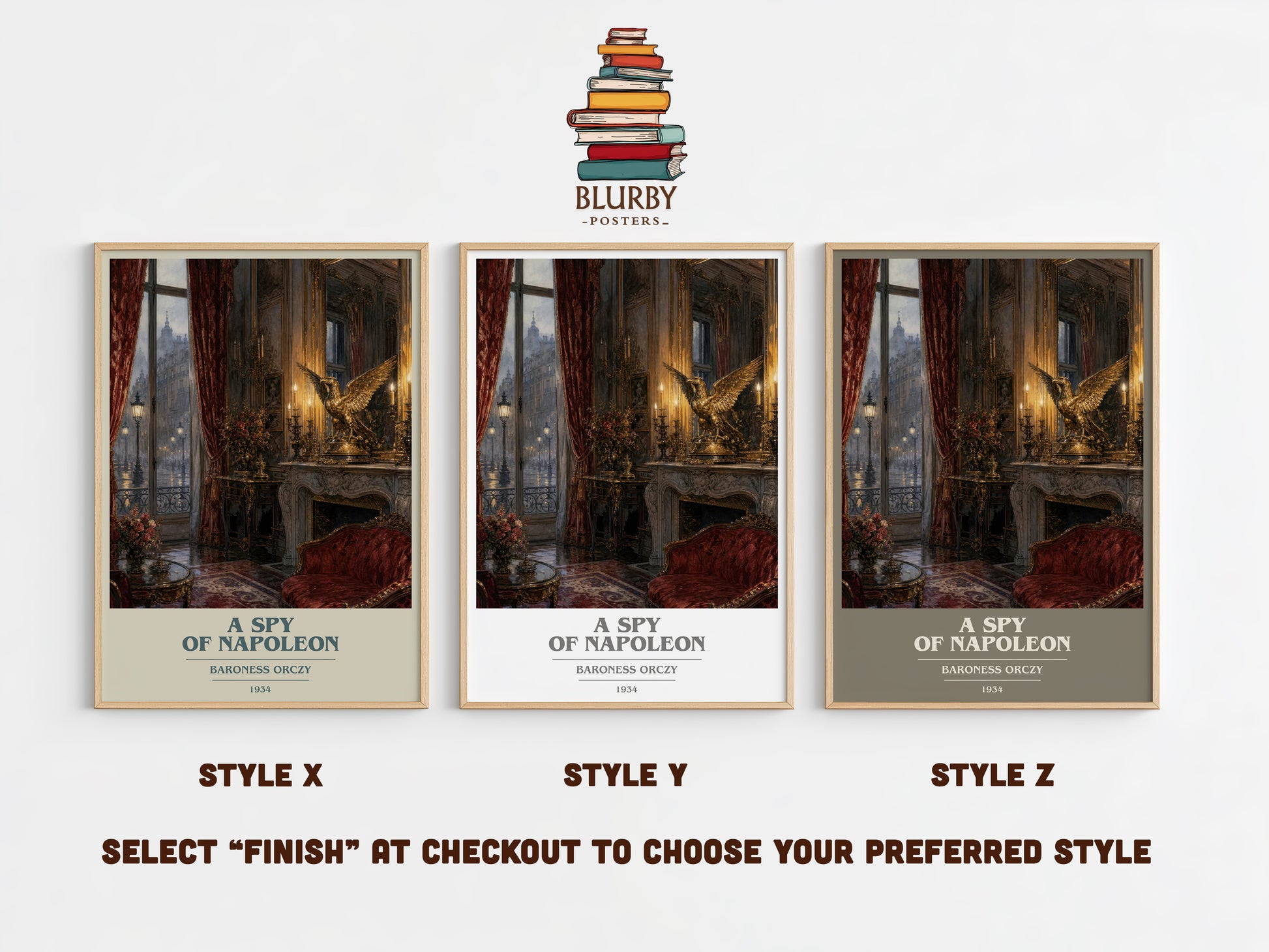 A Spy Of Napoleon book cover print in frame leaning in hallway – historical fiction wall art